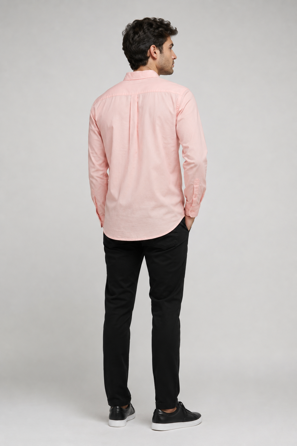 Men’s Light Peach Red Blossom Fine-Textured Cotton Shirt