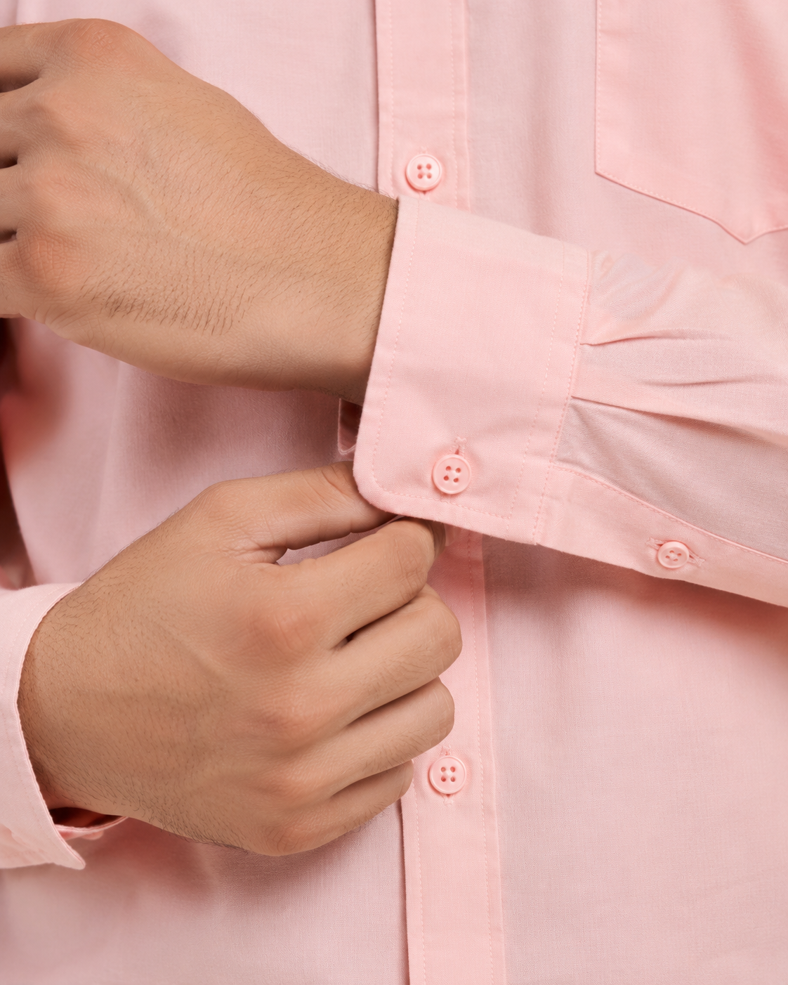 Men’s Light Peach Red Blossom Fine-Textured Cotton Shirt