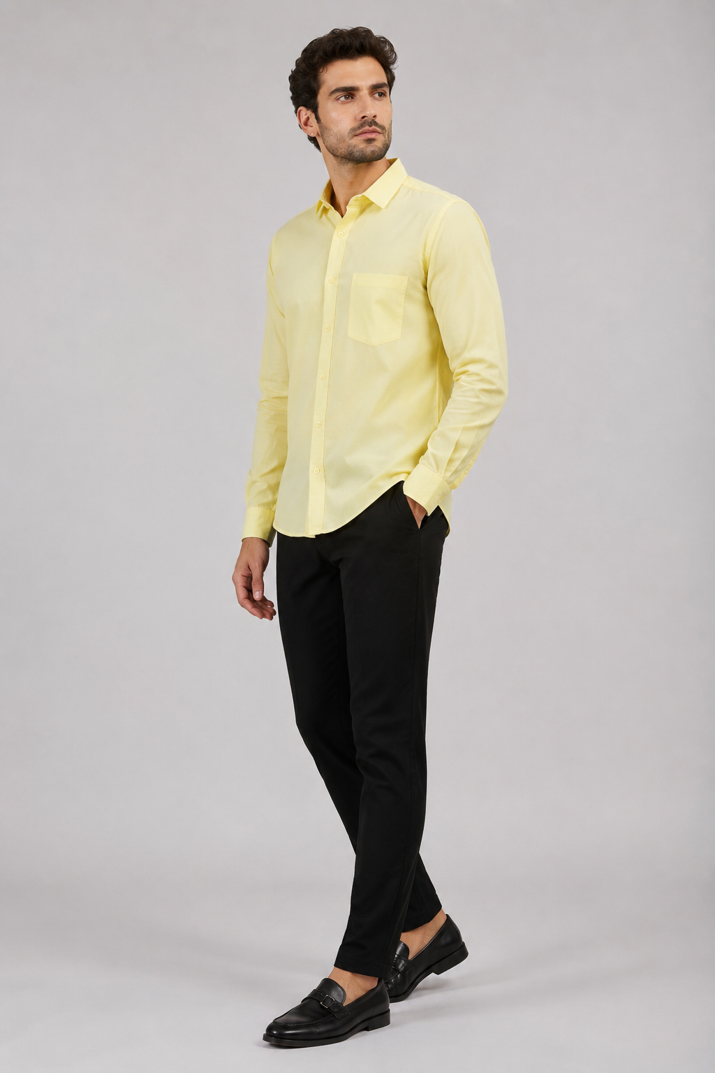 Men’s Sunshine Yellow Fil-à-Fil Textured Shirt