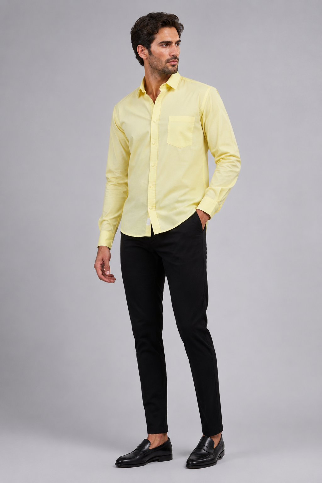 Men’s Sunshine Yellow Fil-à-Fil Textured Shirt