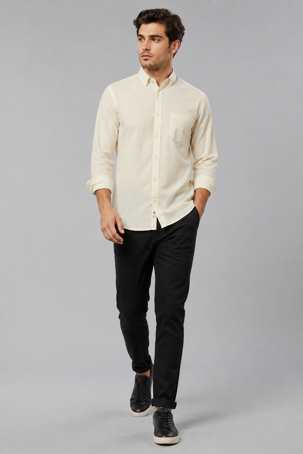 Men’s white Micro-Textured Dobby Cotton Shirt