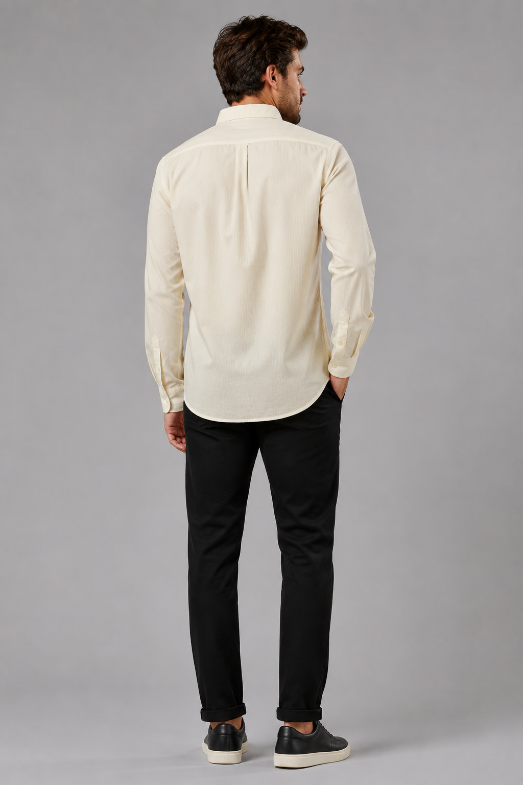 Men’s white Micro-Textured Dobby Cotton Shirt