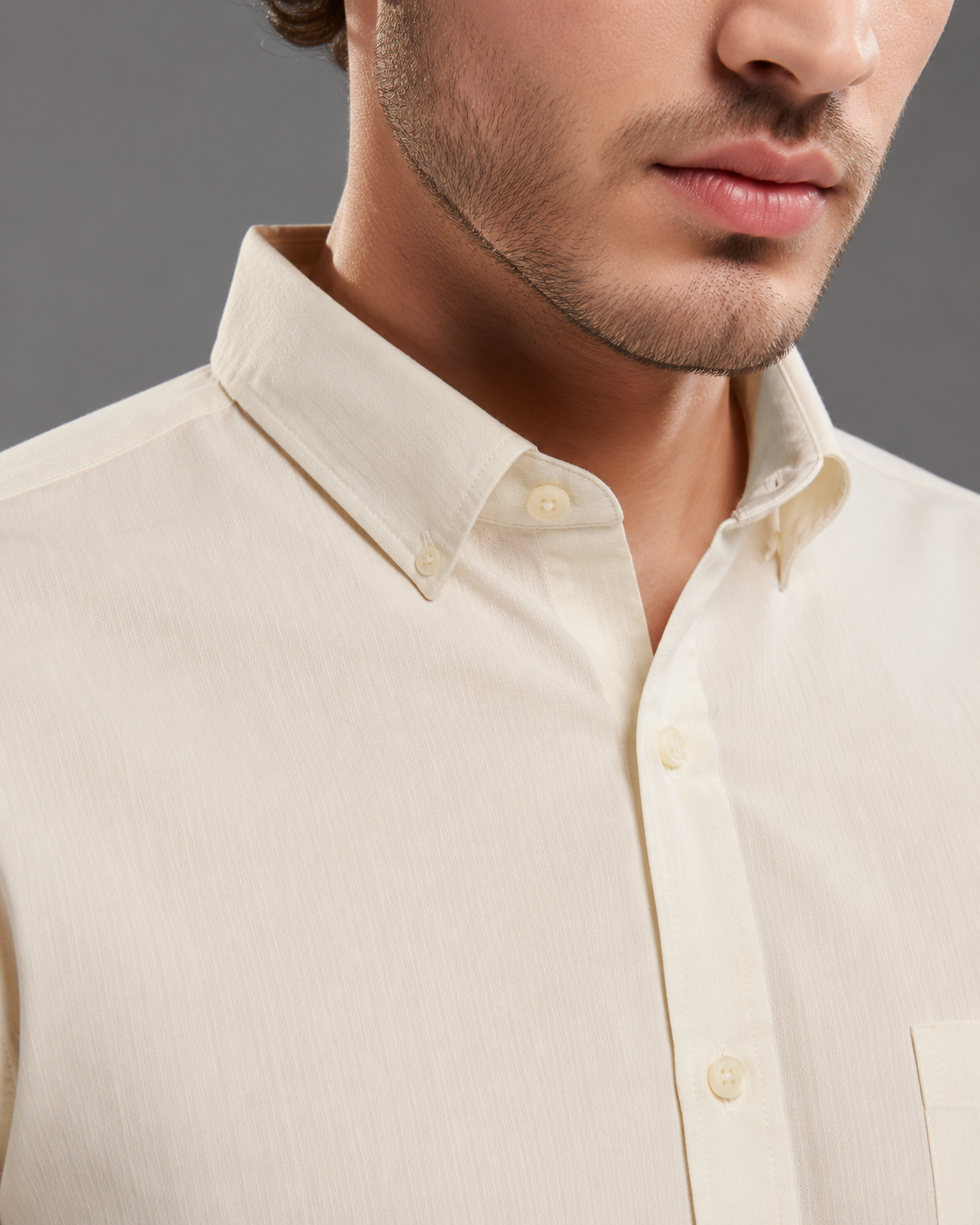 Men’s white Micro-Textured Dobby Cotton Shirt