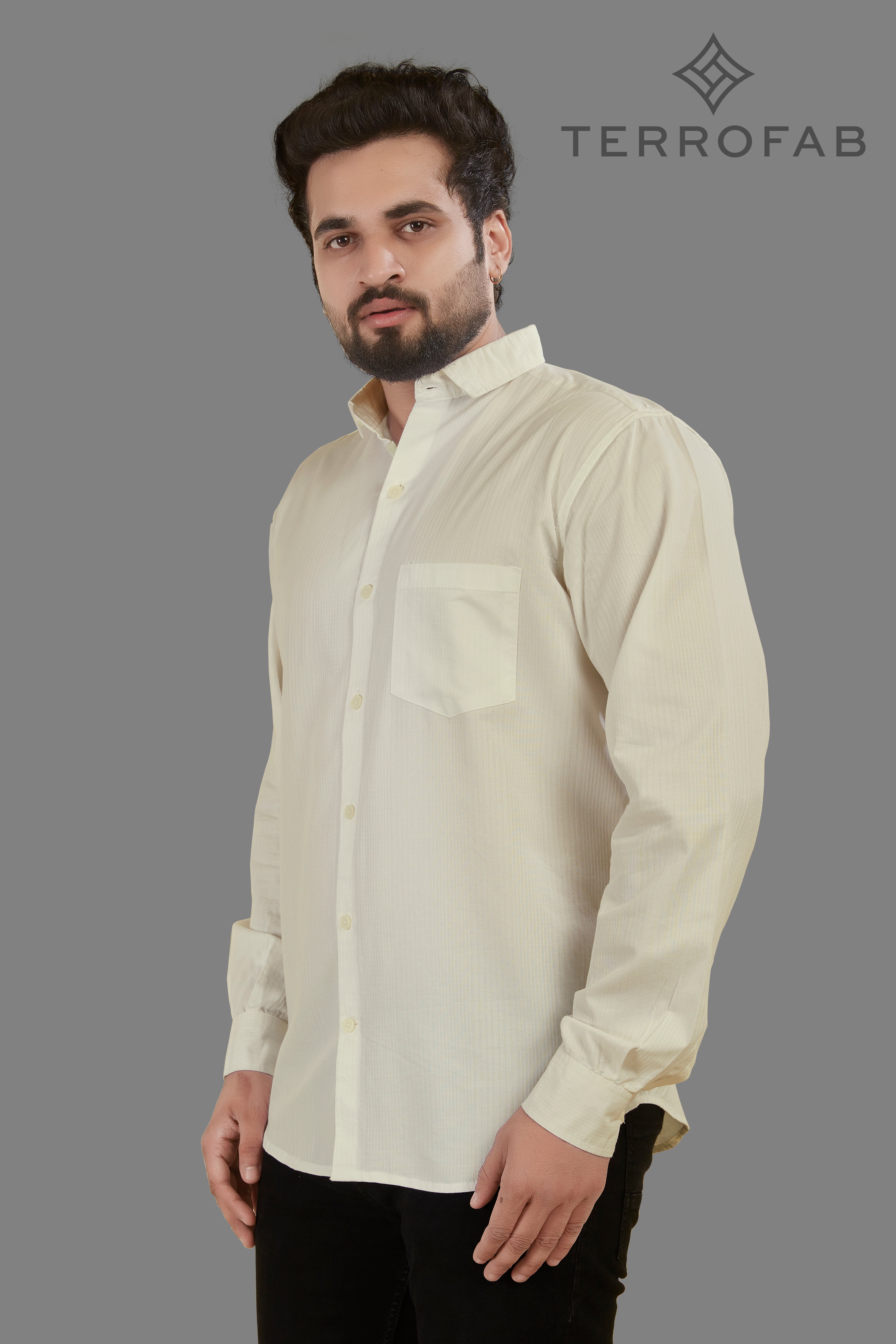 Men’s white Micro-Textured Dobby Cotton Shirt