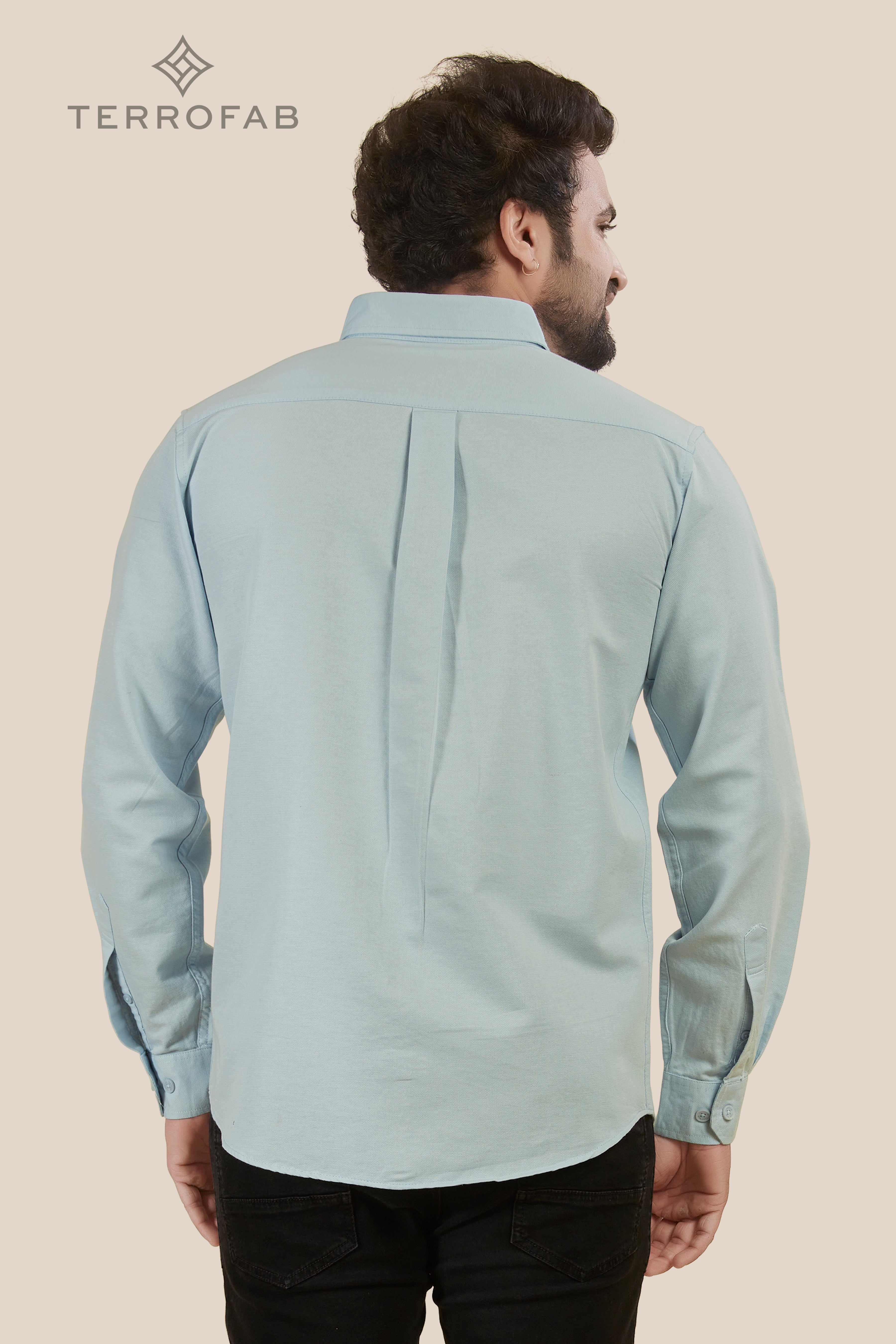 Men’s Seafoam Blue Cross-Hatch Textured Shirt