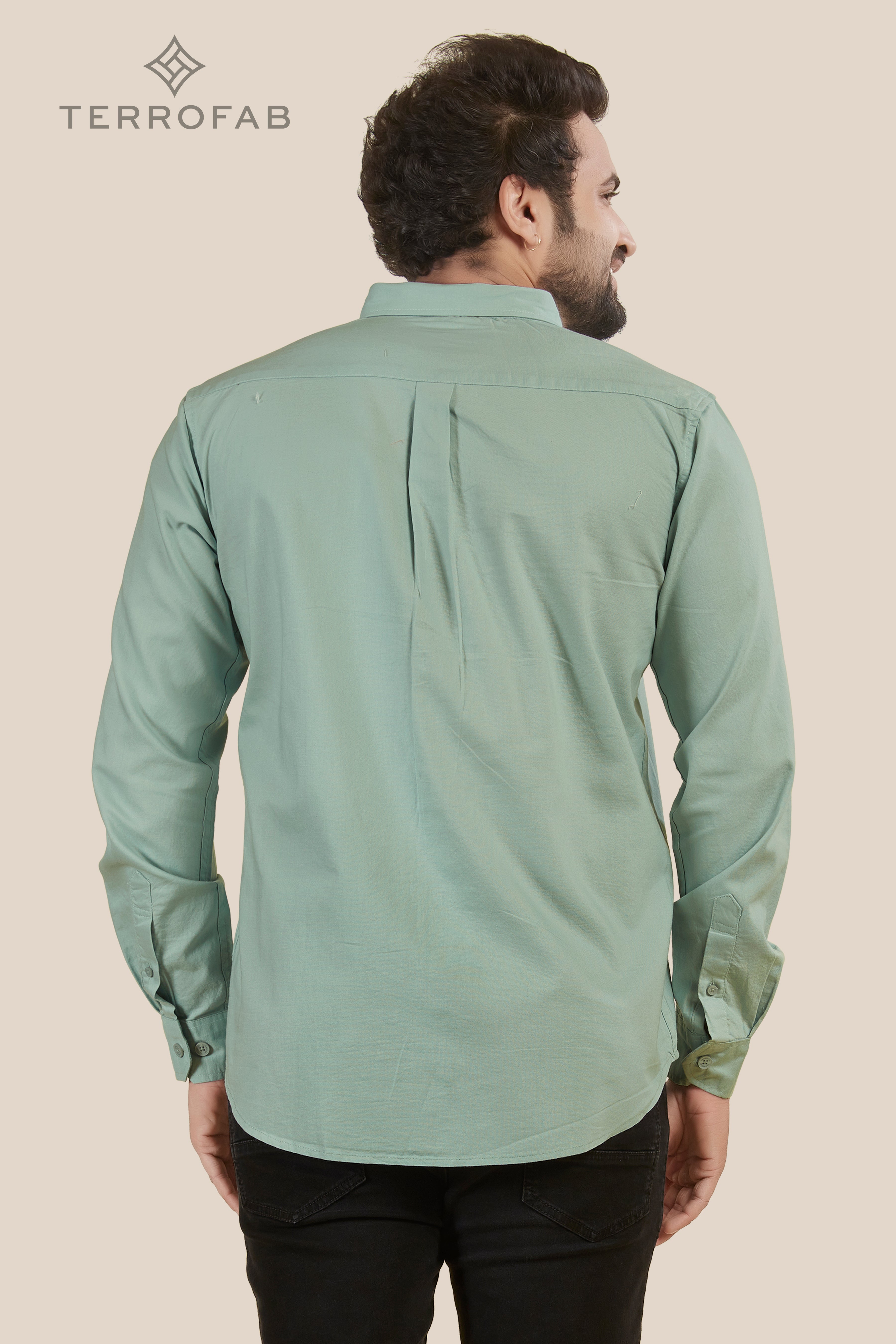 Men’s Sage Green Soft-Lustre Cotton Shirt