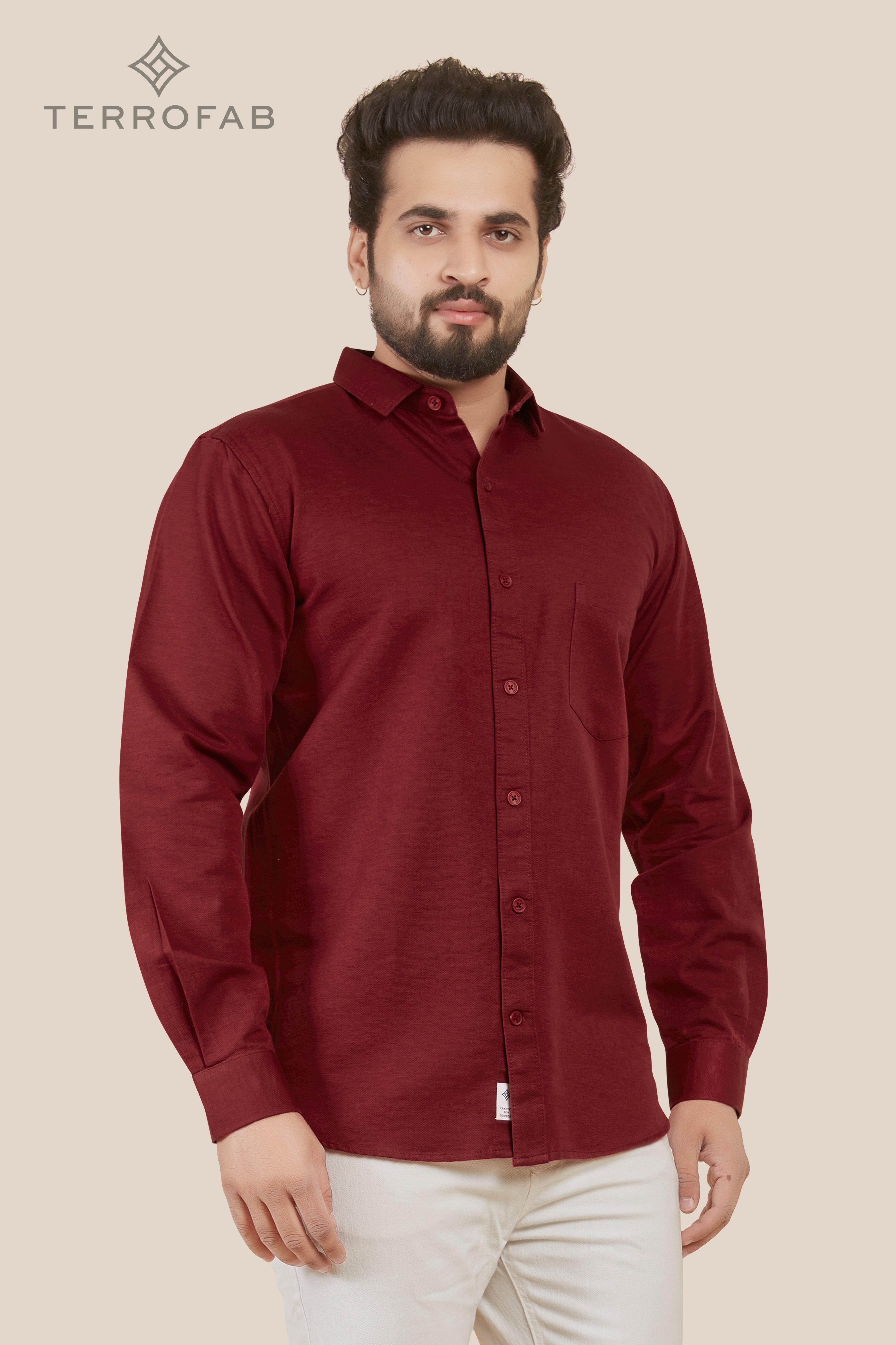 Men’s Deep Burgundy Solid Luxury Cotton Shirt