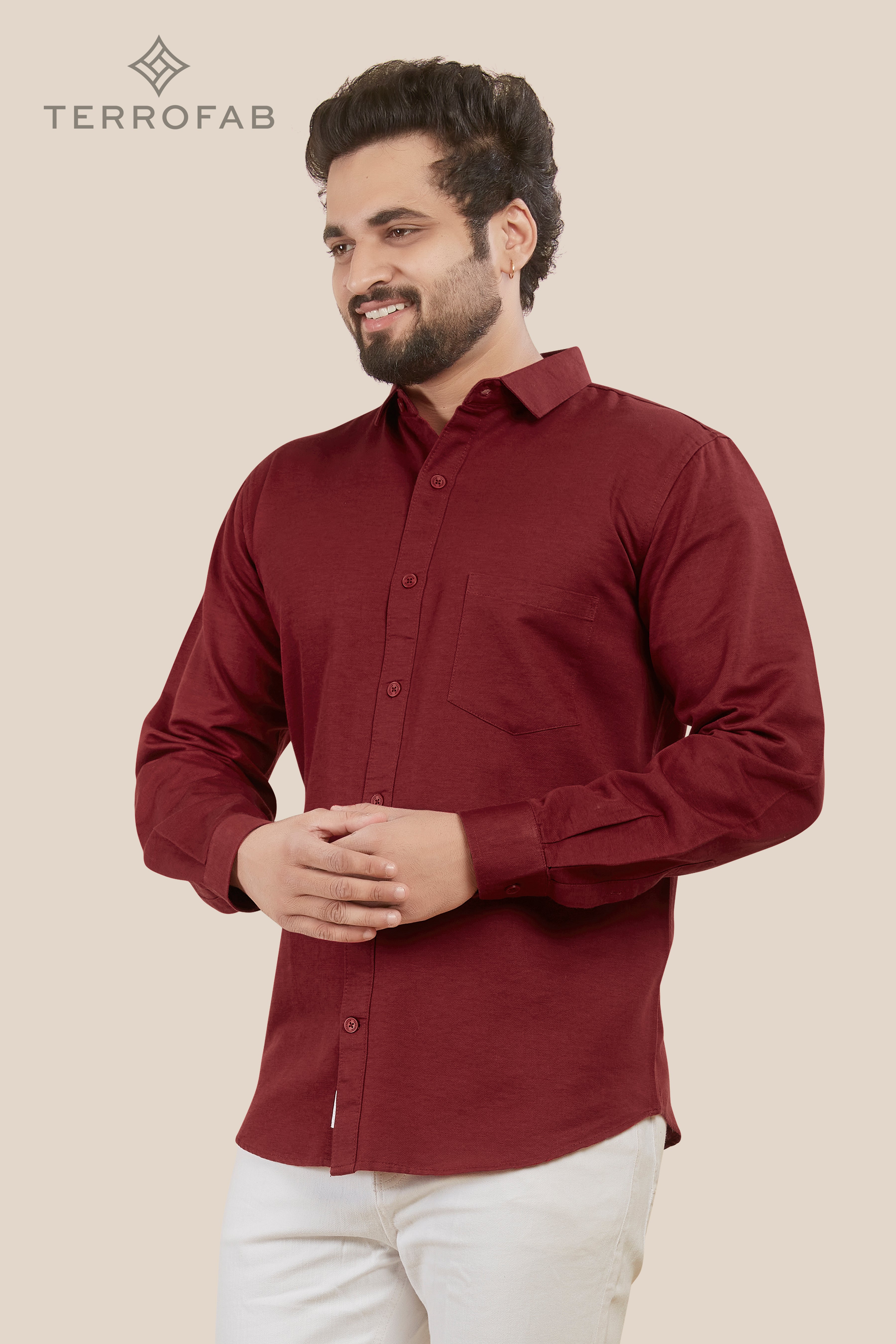 Men’s Deep Burgundy Solid Luxury Cotton Shirt