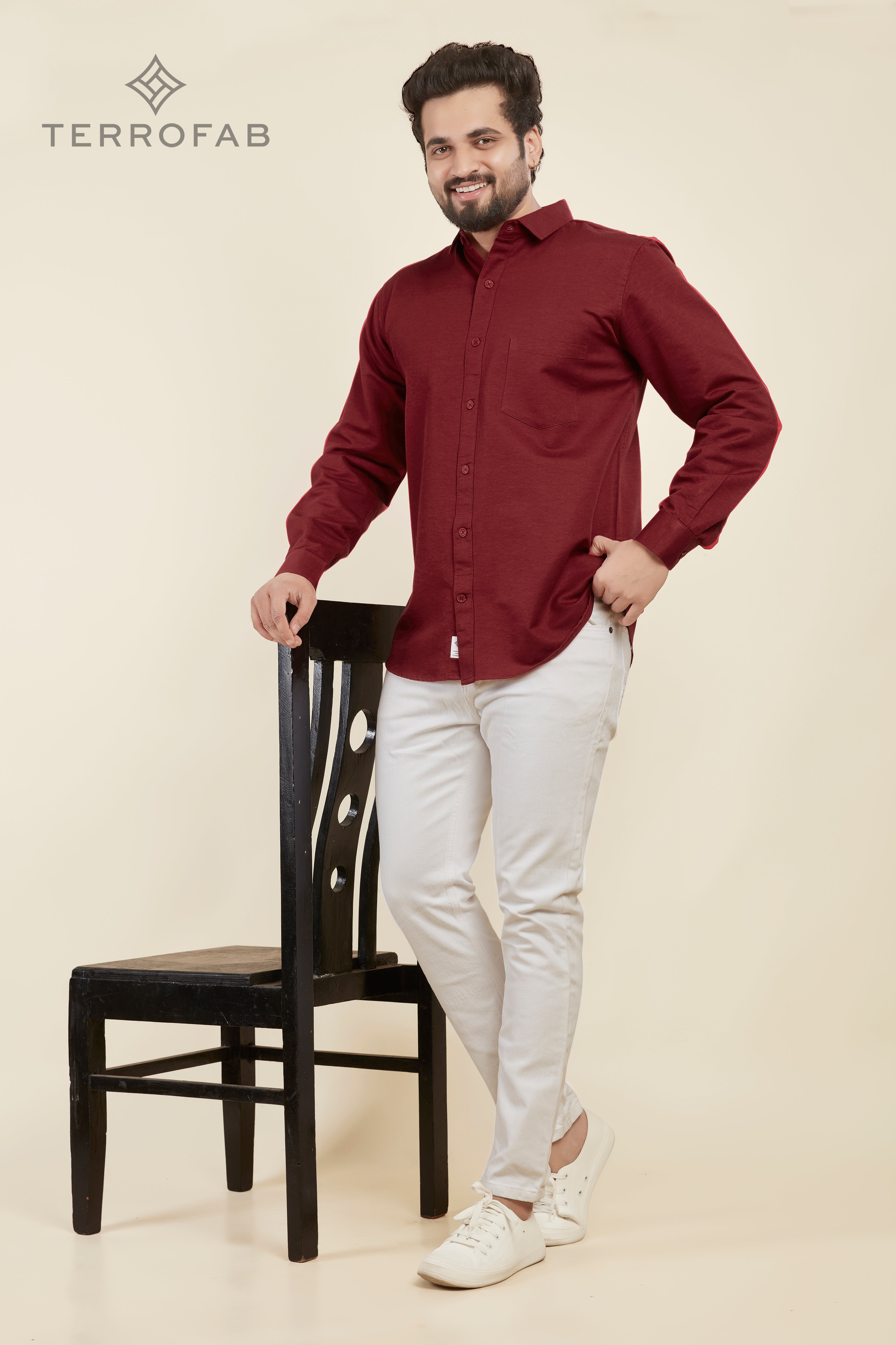 Men’s Deep Burgundy Solid Luxury Cotton Shirt