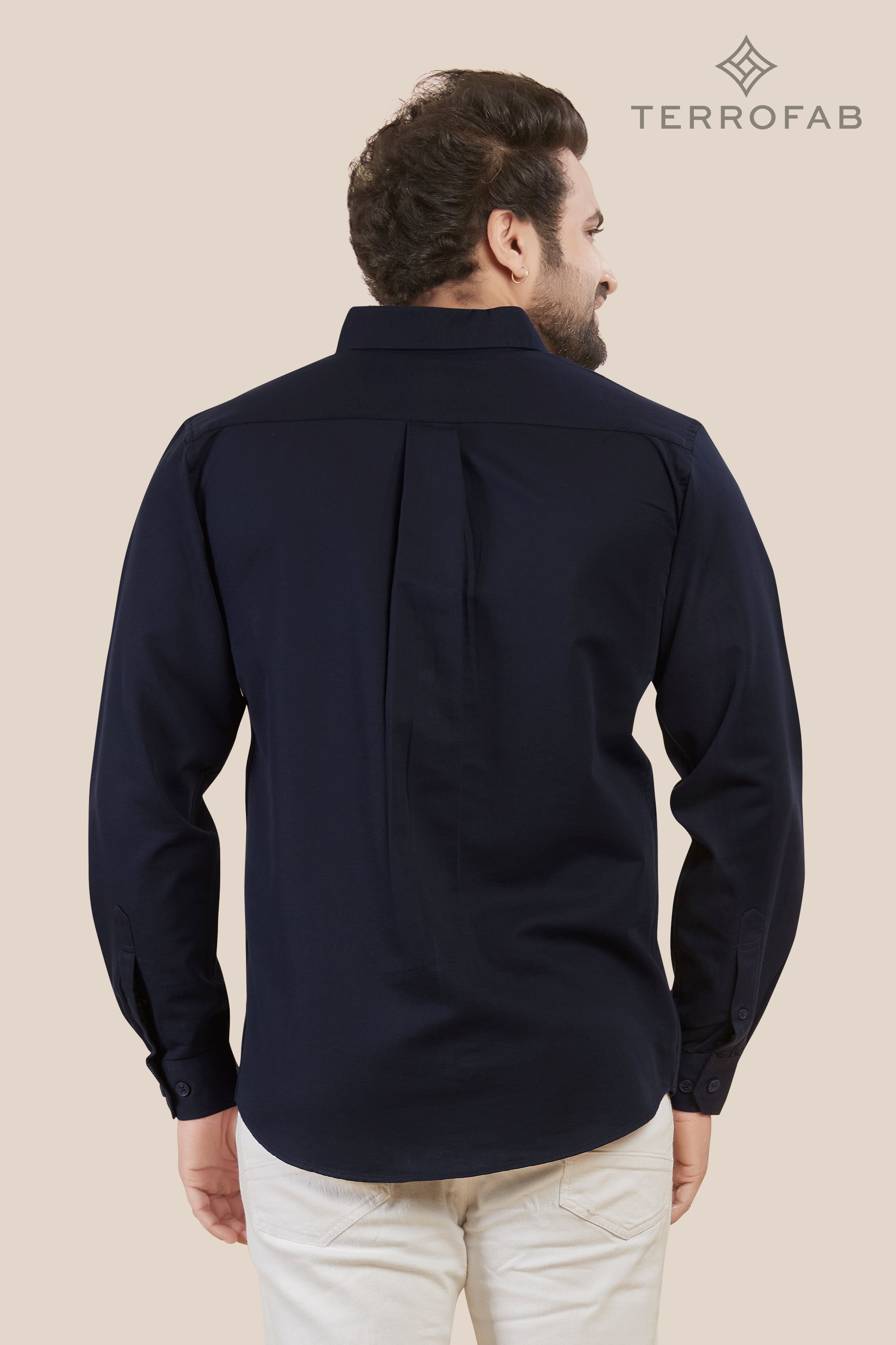 Men’s Deep Navy Micro-Piqué Cotton Shirt