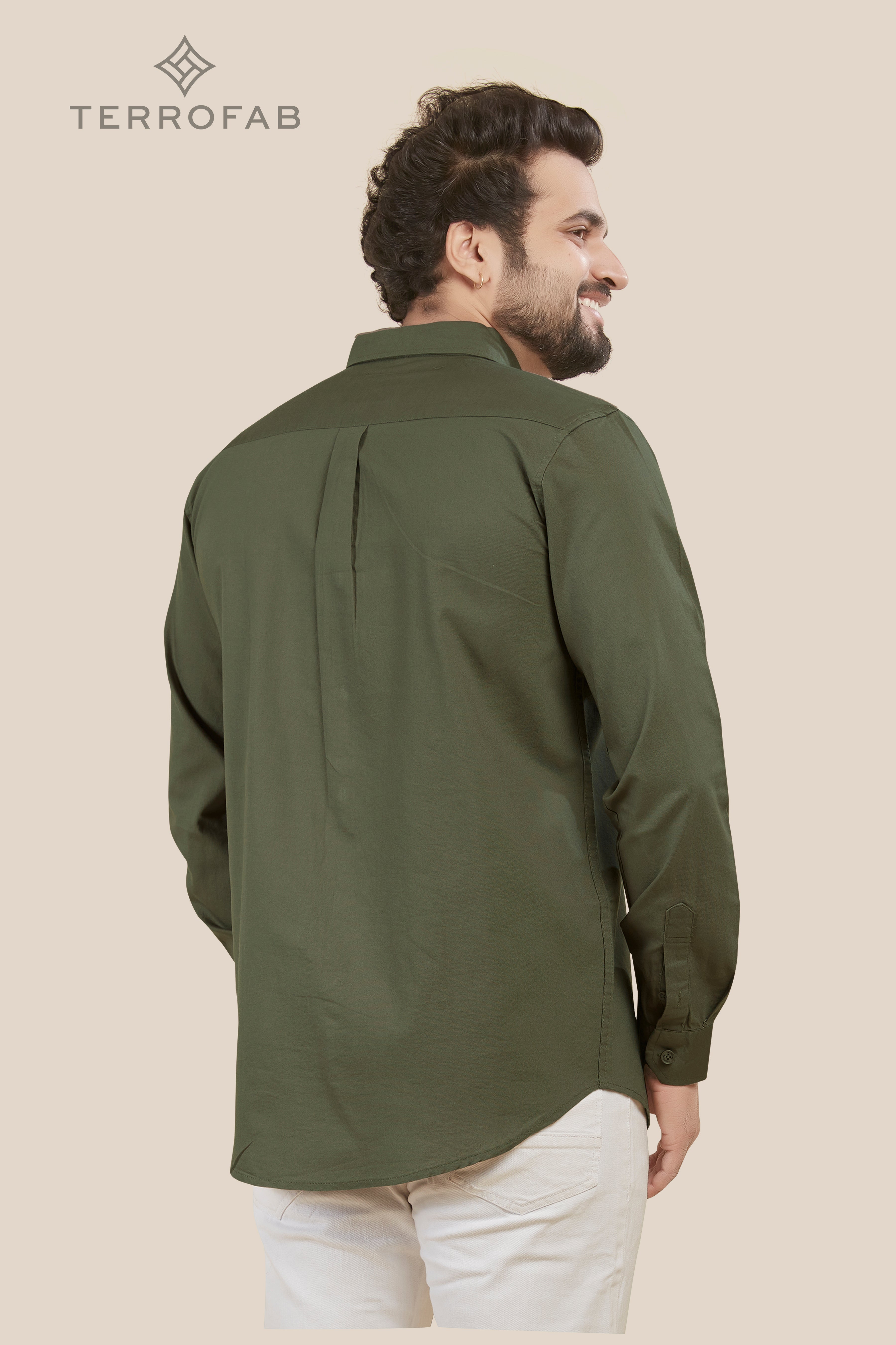 Men’s Forest Olive Solid Premium Cotton Shirt