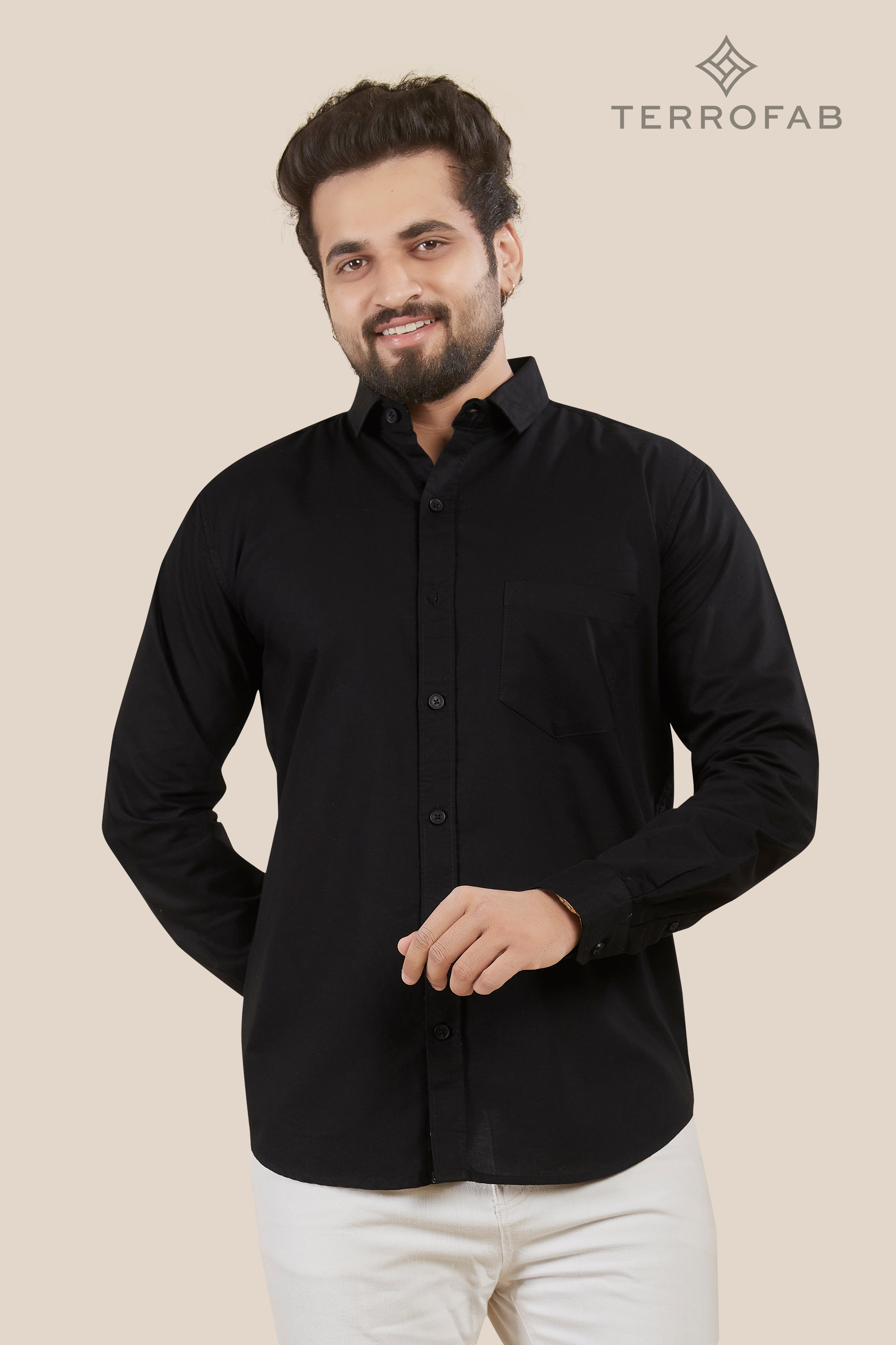 Men’s Midnight Black Essential Cotton Shirt
