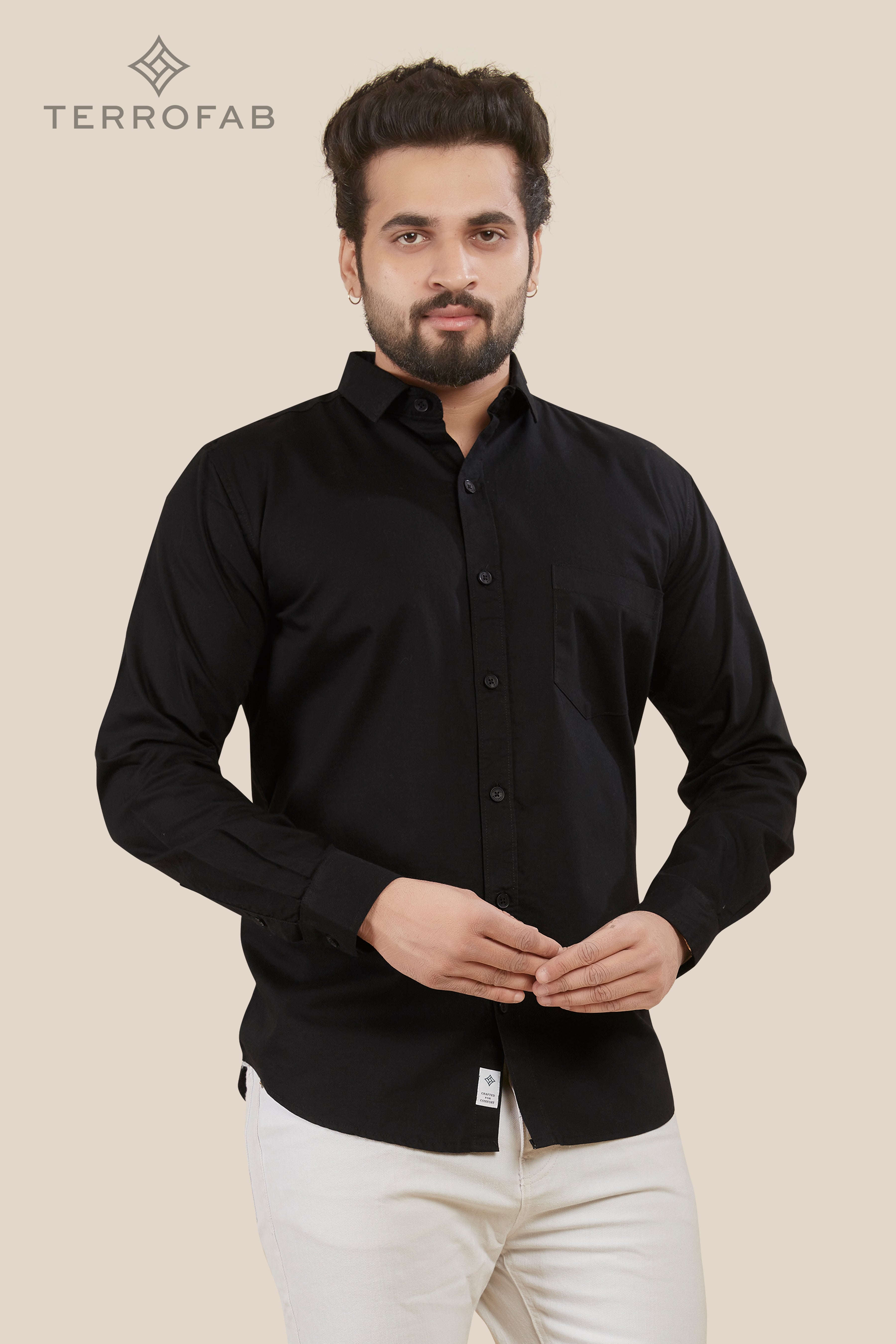 Men’s Midnight Black Essential Cotton Shirt