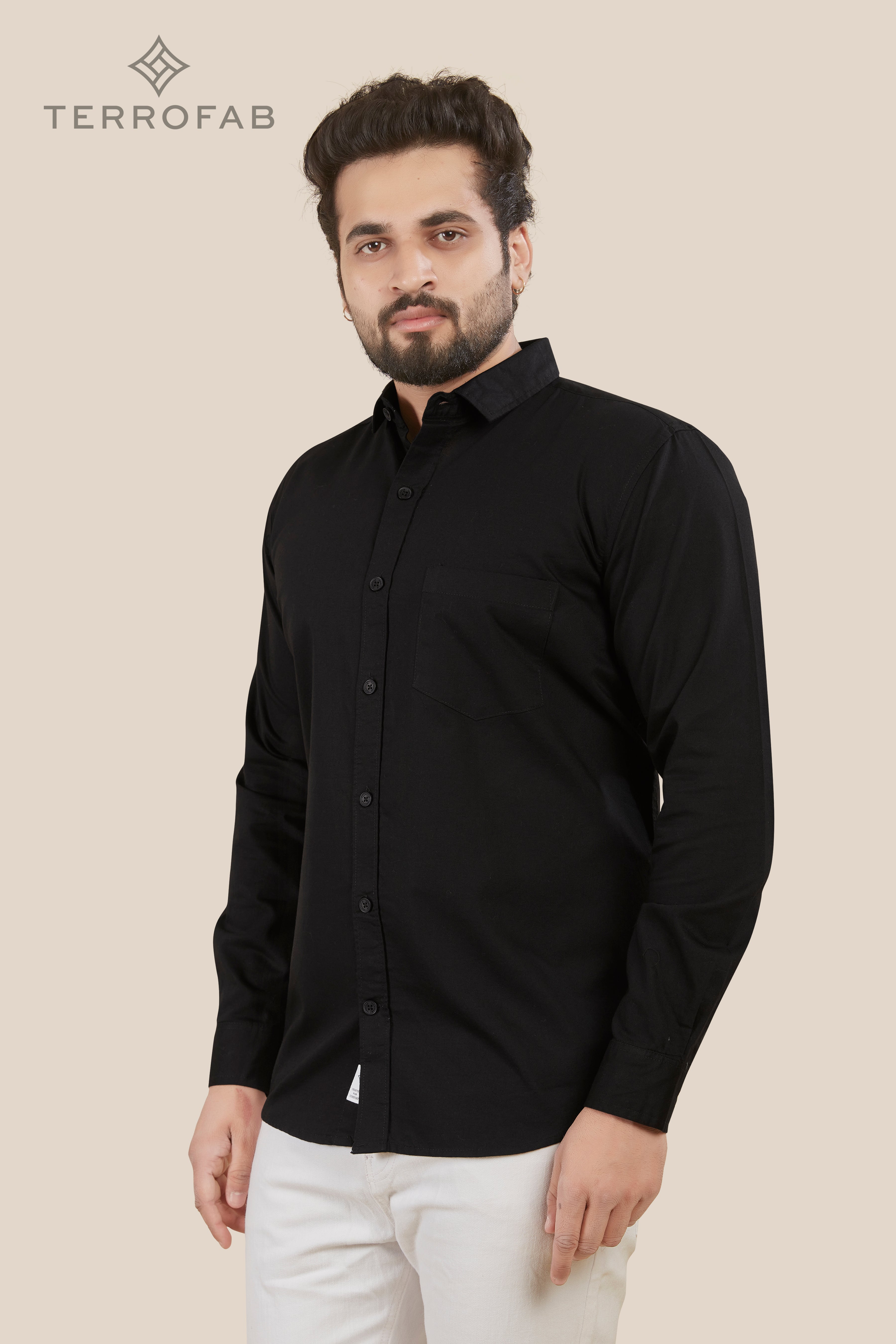 Men’s Midnight Black Essential Cotton Shirt