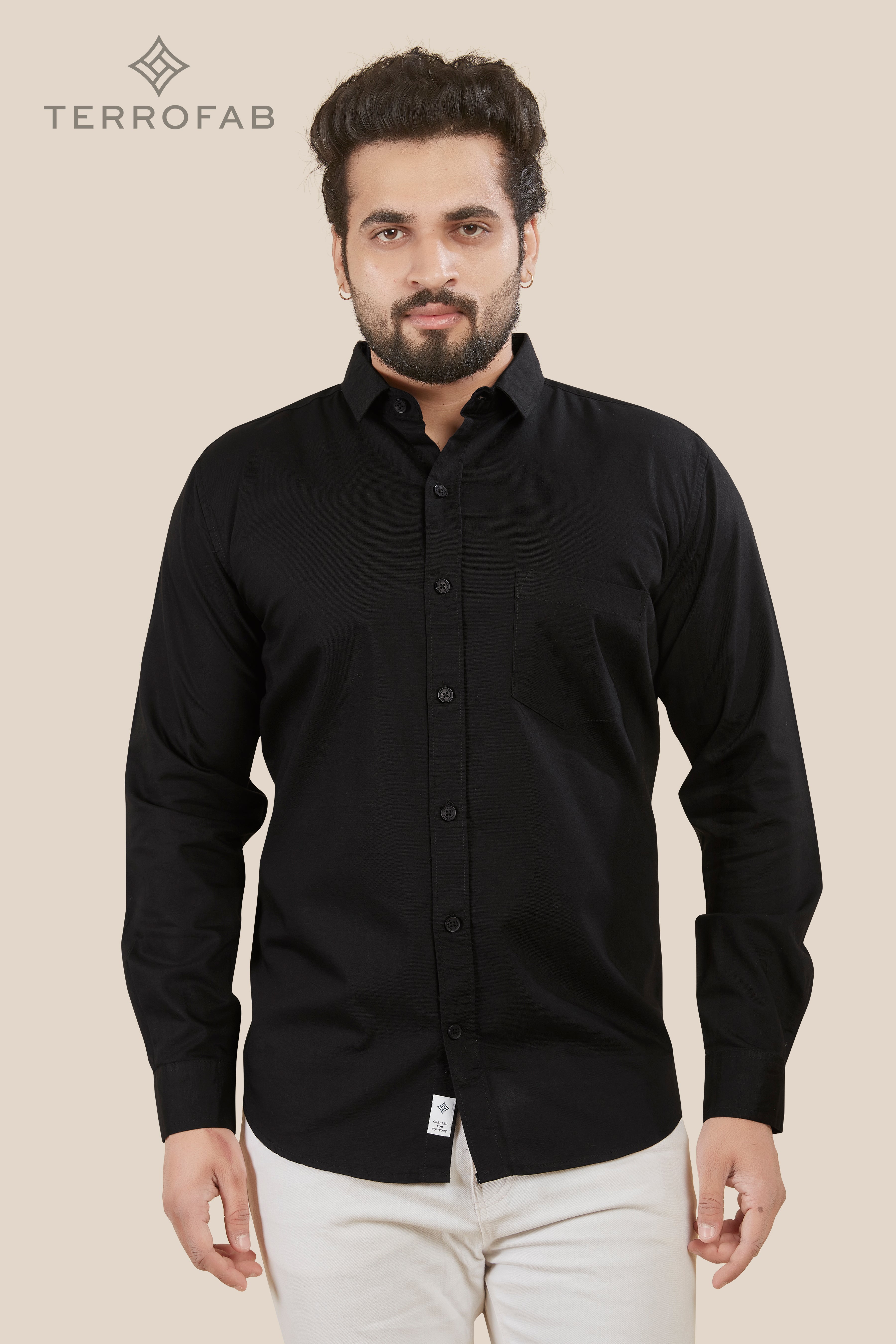 Men’s Midnight Black Essential Cotton Shirt