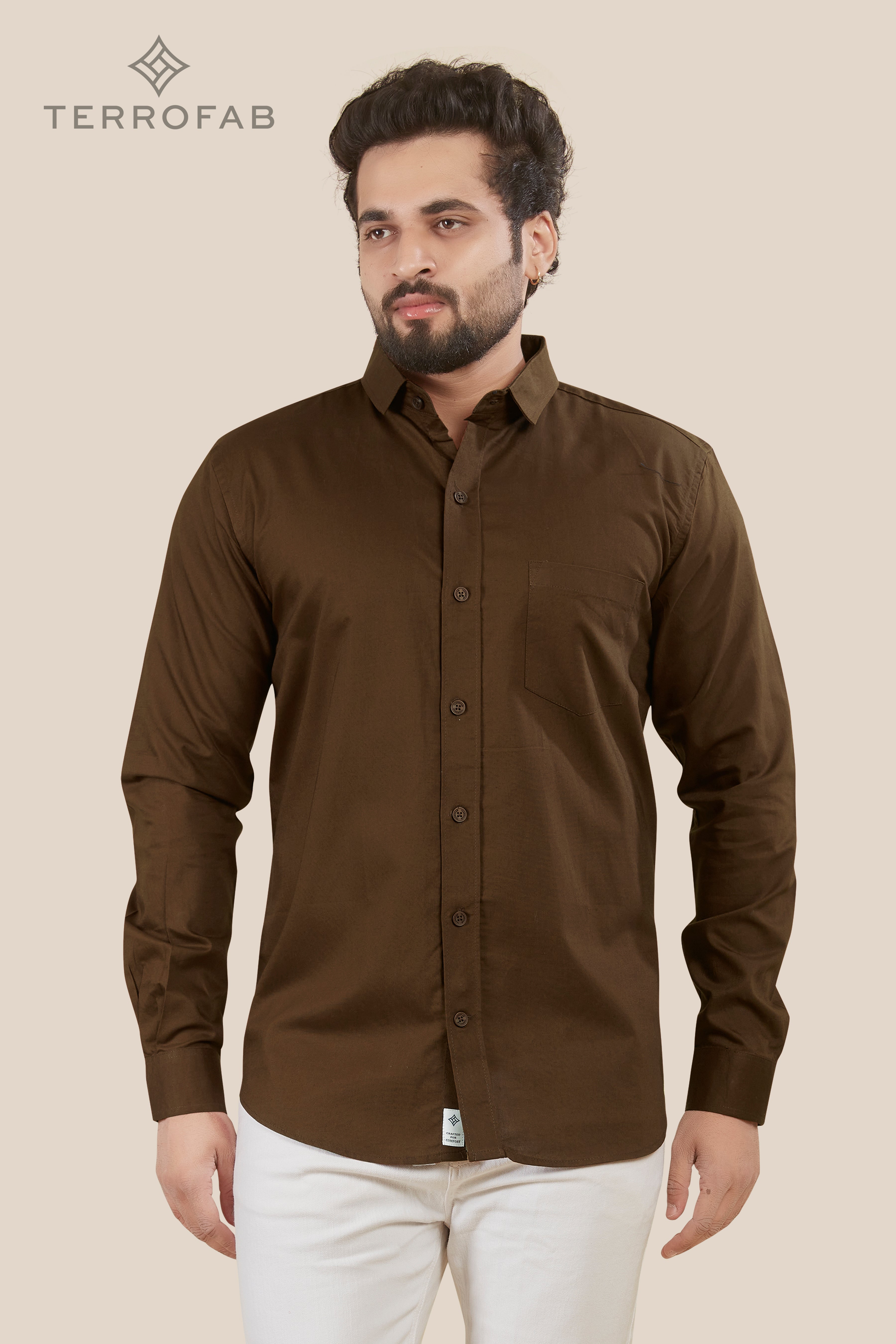Men’s  Chocolate Solid Luxury Cotton Shirt