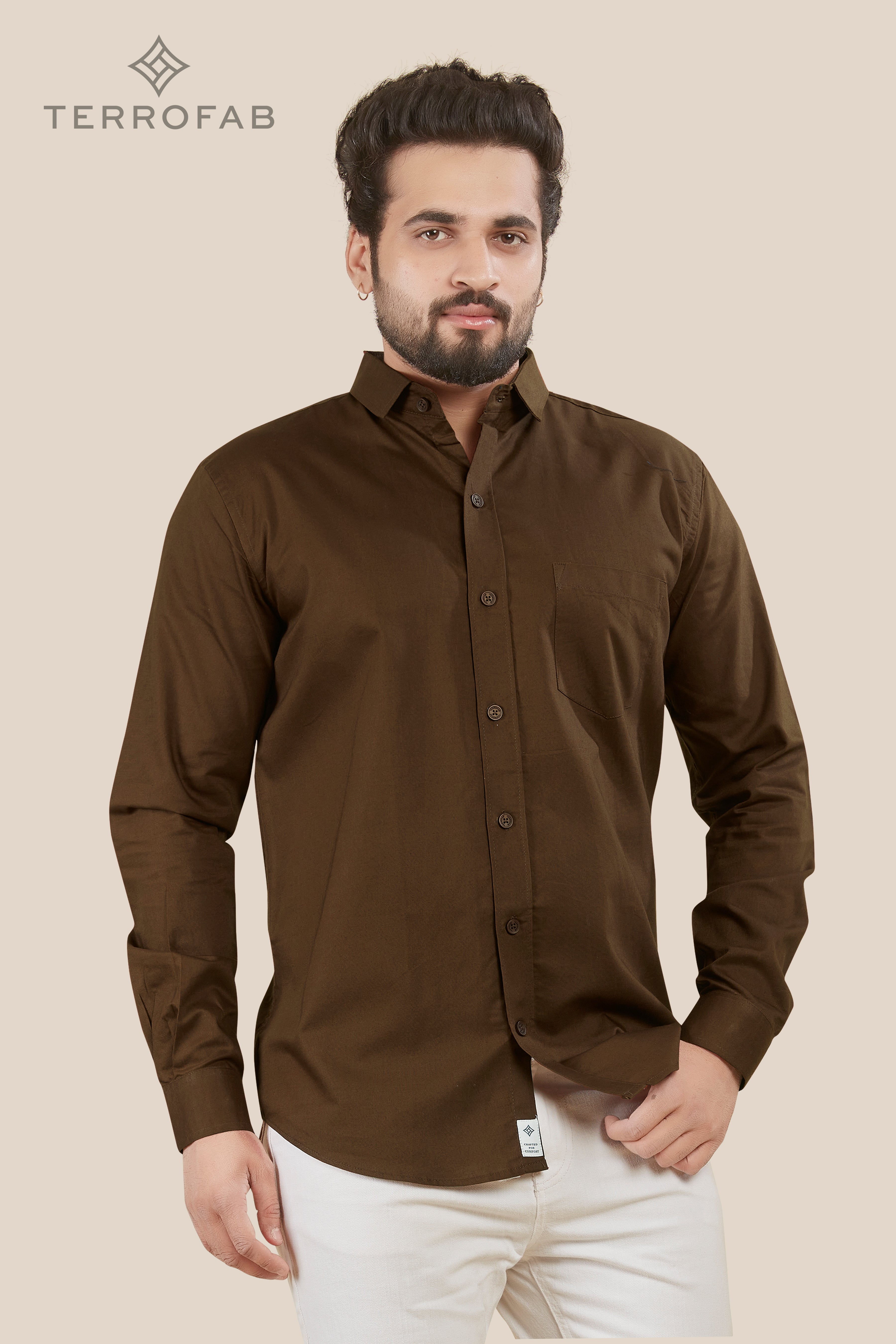 Men’s  Chocolate Solid Luxury Cotton Shirt