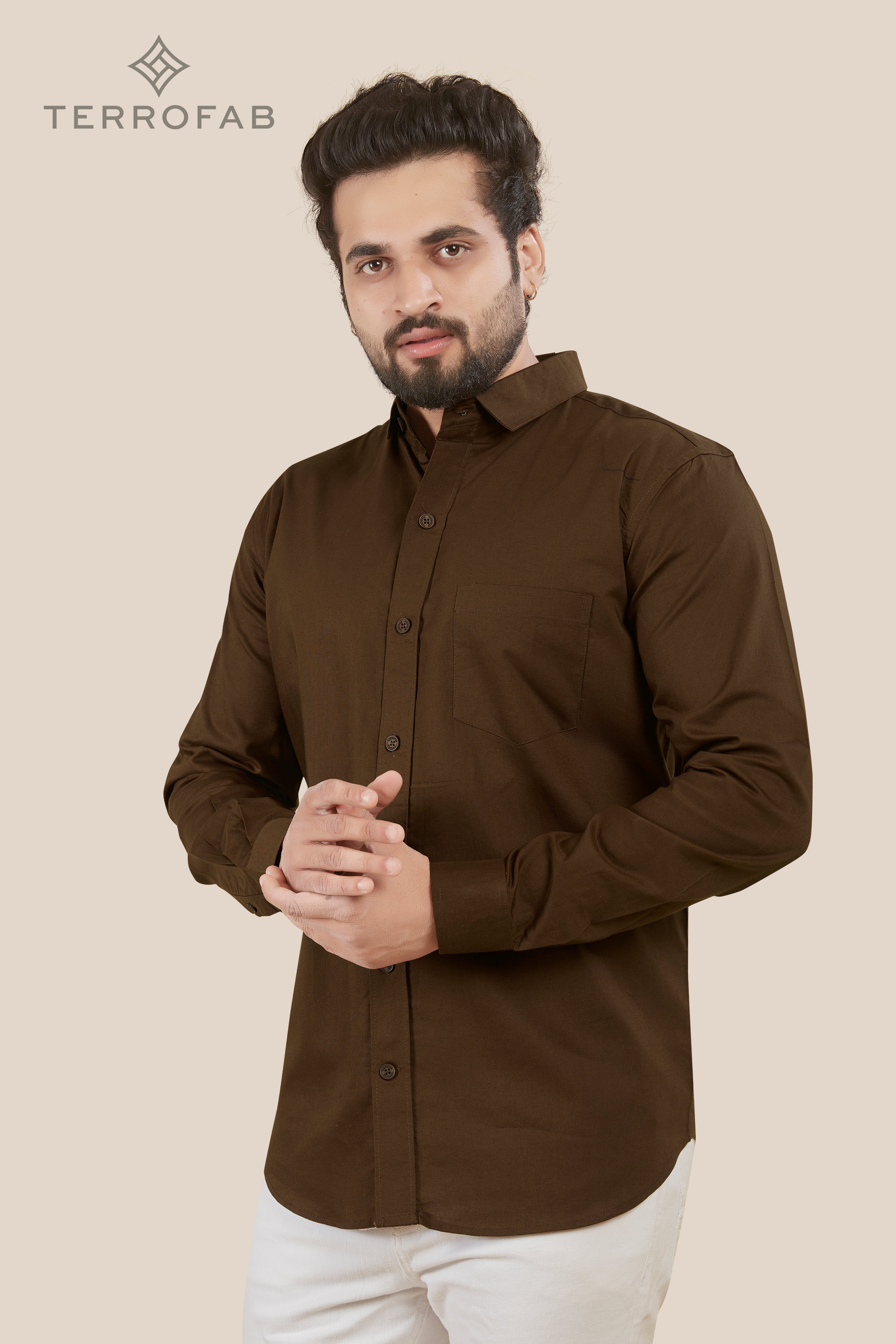 Men’s  Chocolate Solid Luxury Cotton Shirt