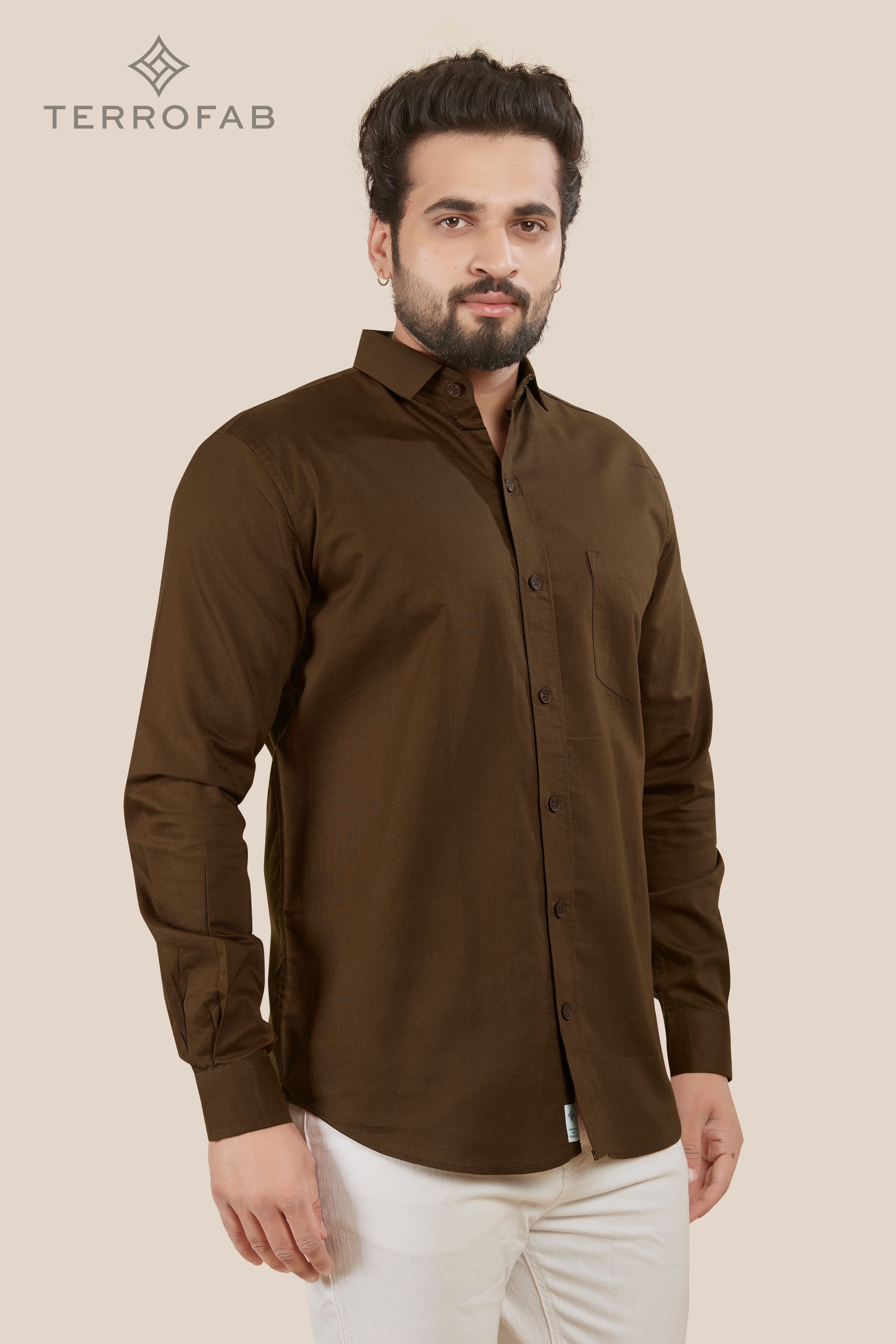 Men’s  Chocolate Solid Luxury Cotton Shirt