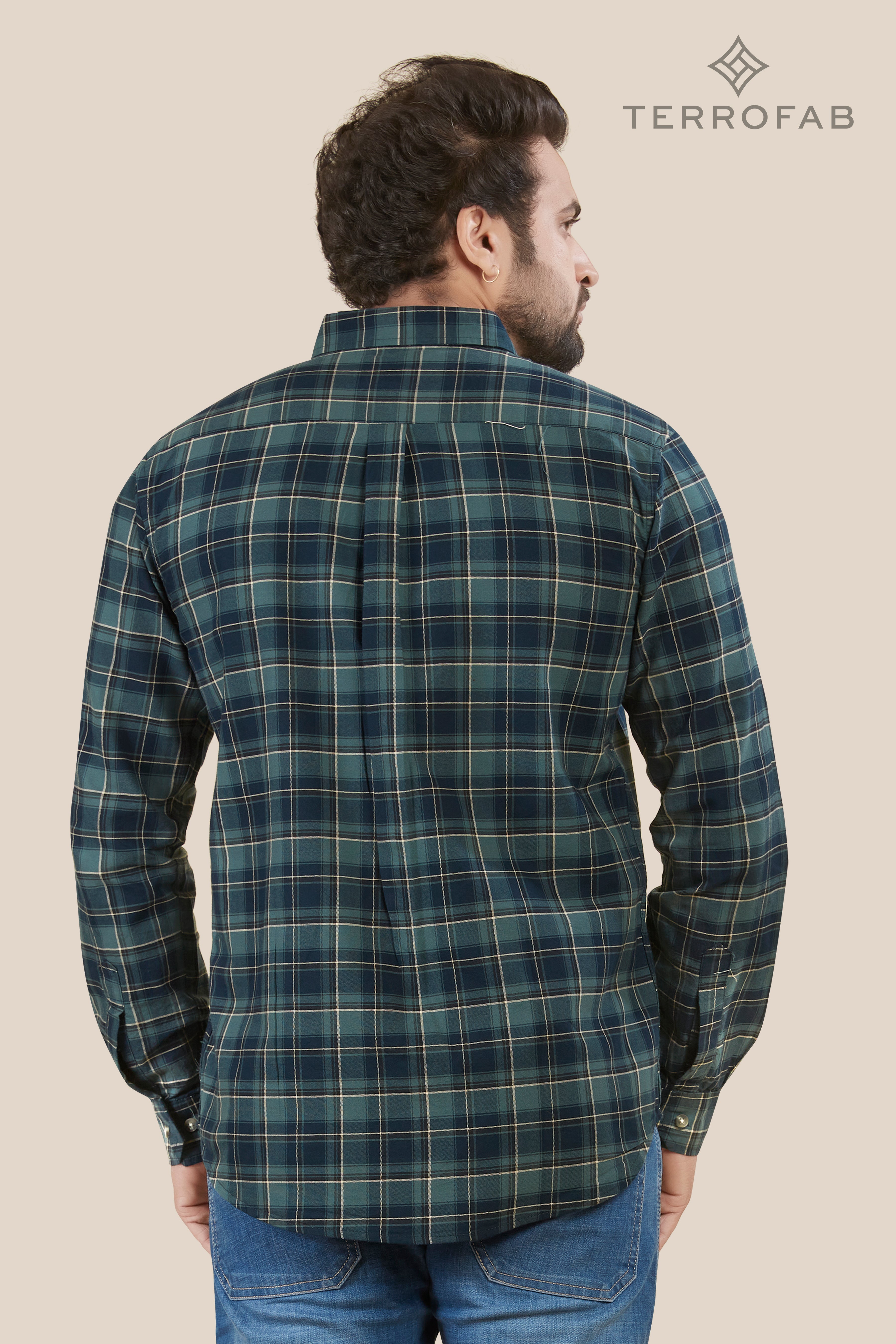 Men’s Deep Teal Forest Tartan Plaid Shirt