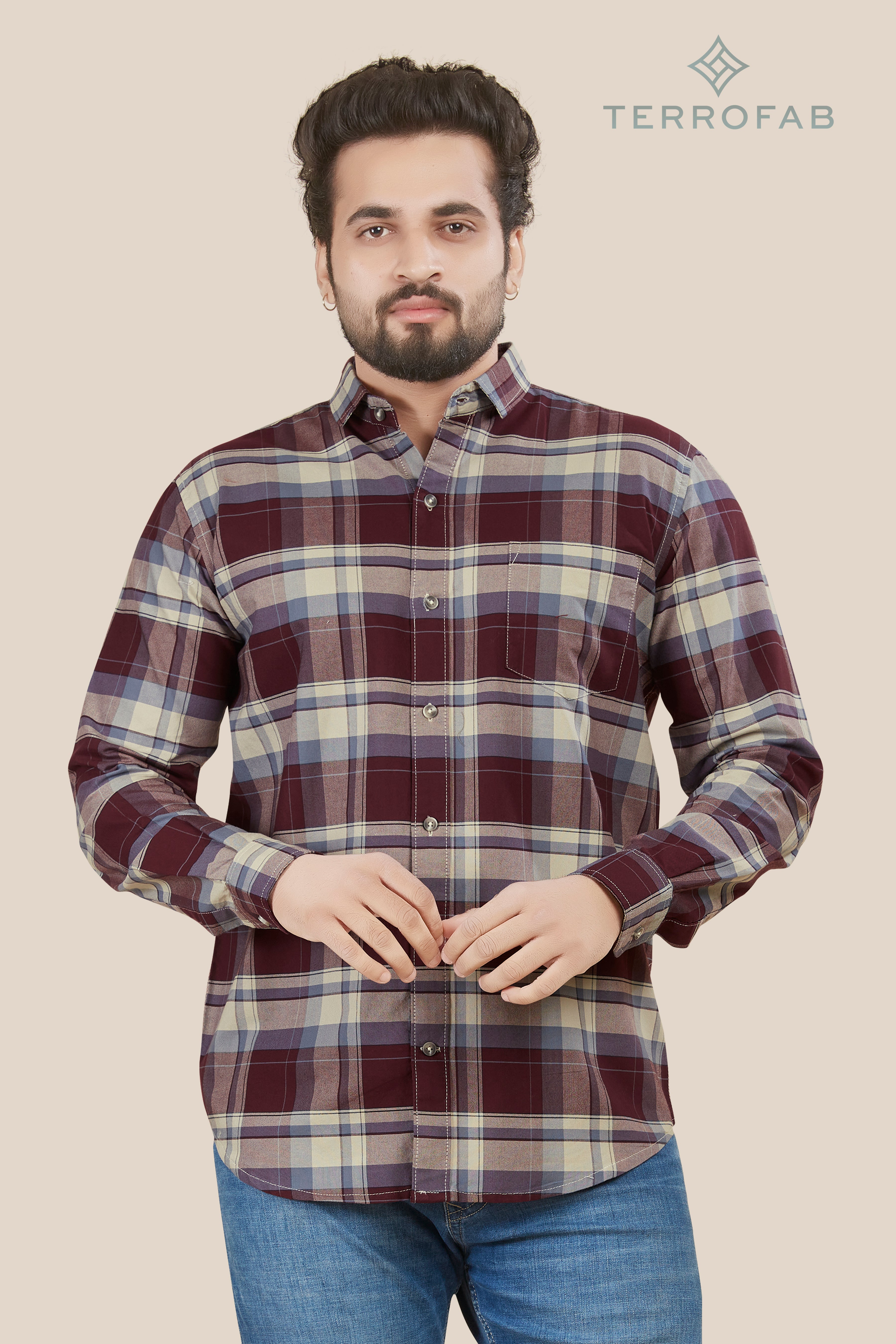 Men’s Burgundy & Navy Heritage Plaid Shirt