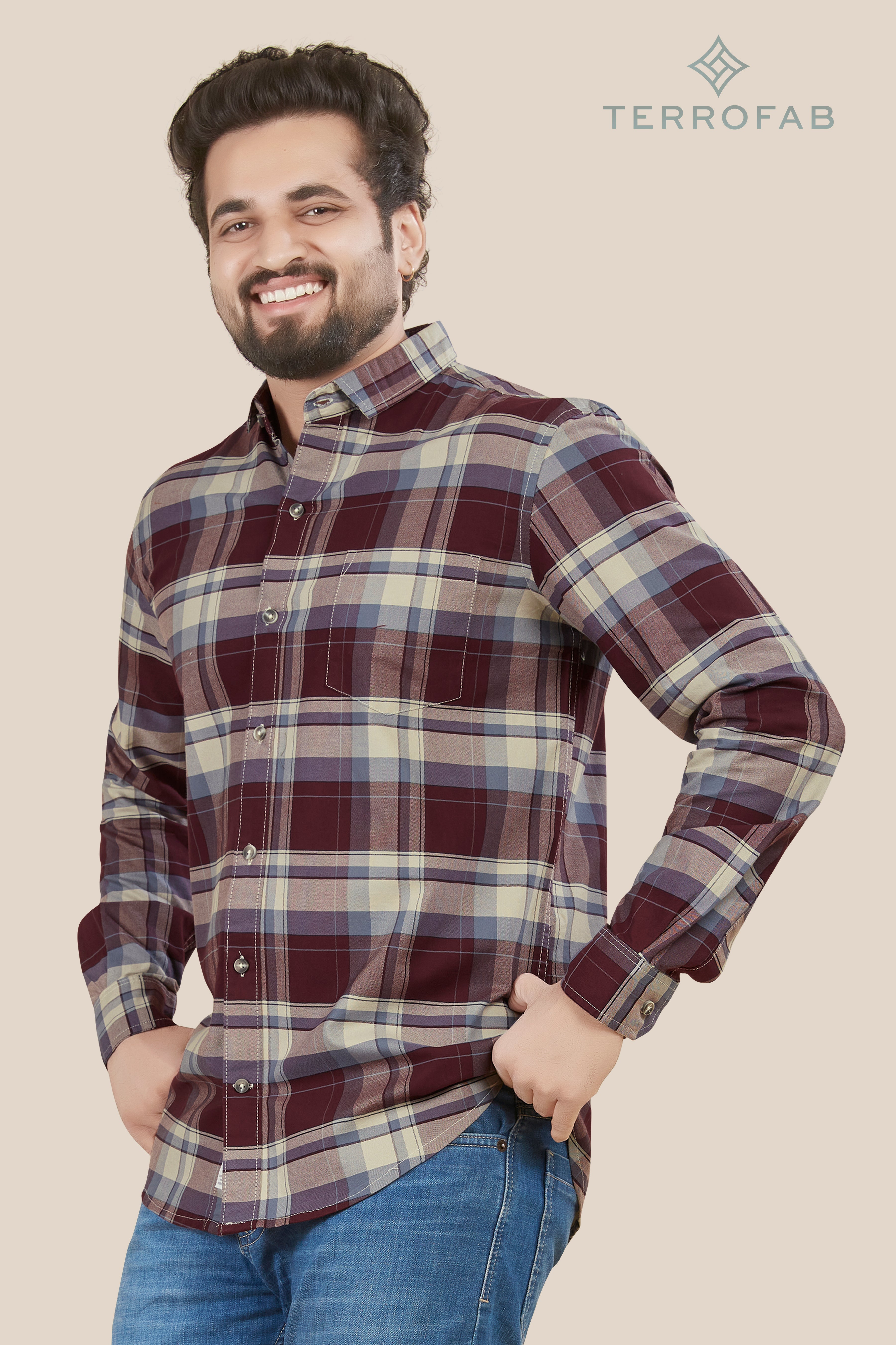 Men’s Burgundy & Navy Heritage Plaid Shirt