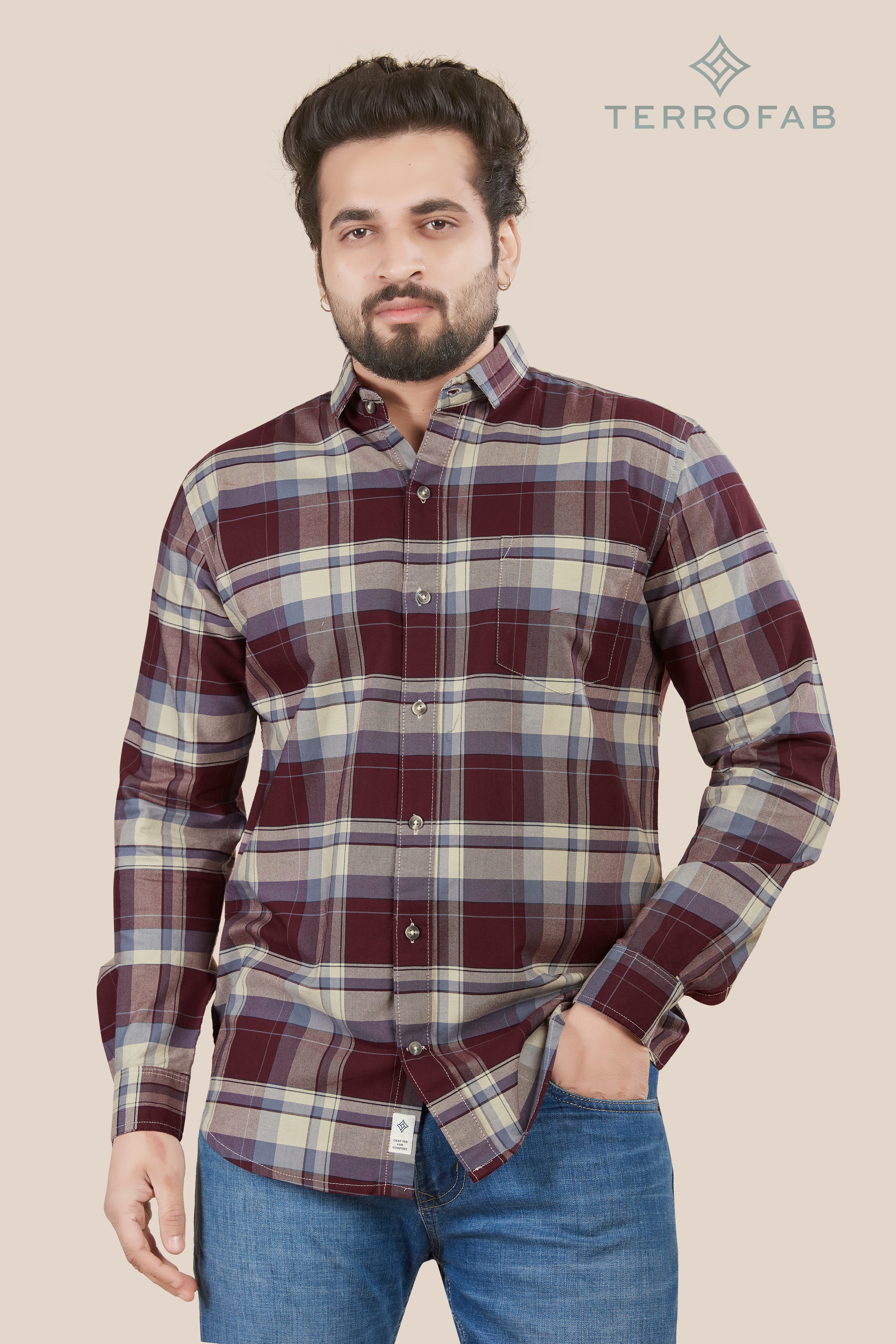 Men’s Burgundy & Navy Heritage Plaid Shirt