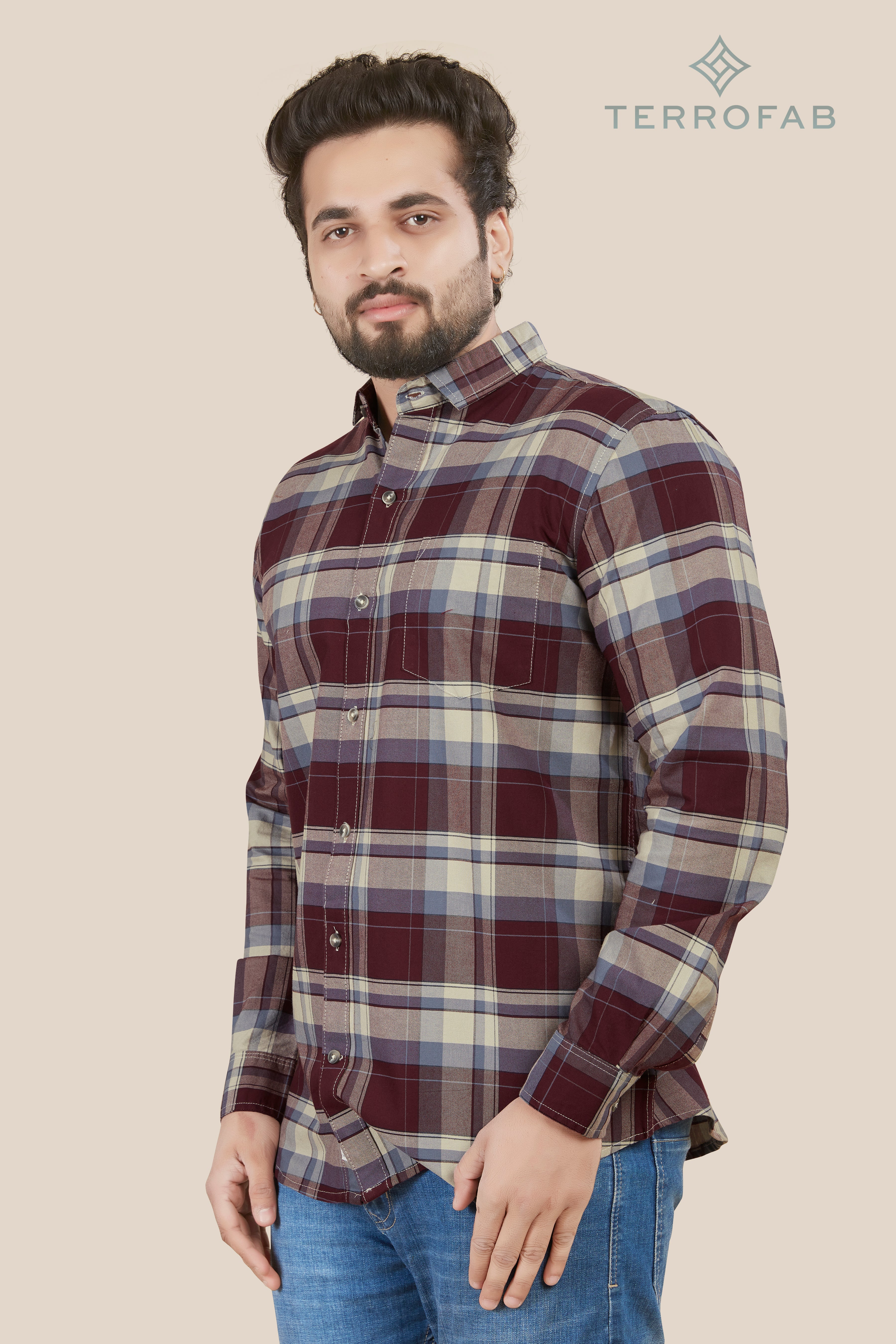 Men’s Burgundy & Navy Heritage Plaid Shirt