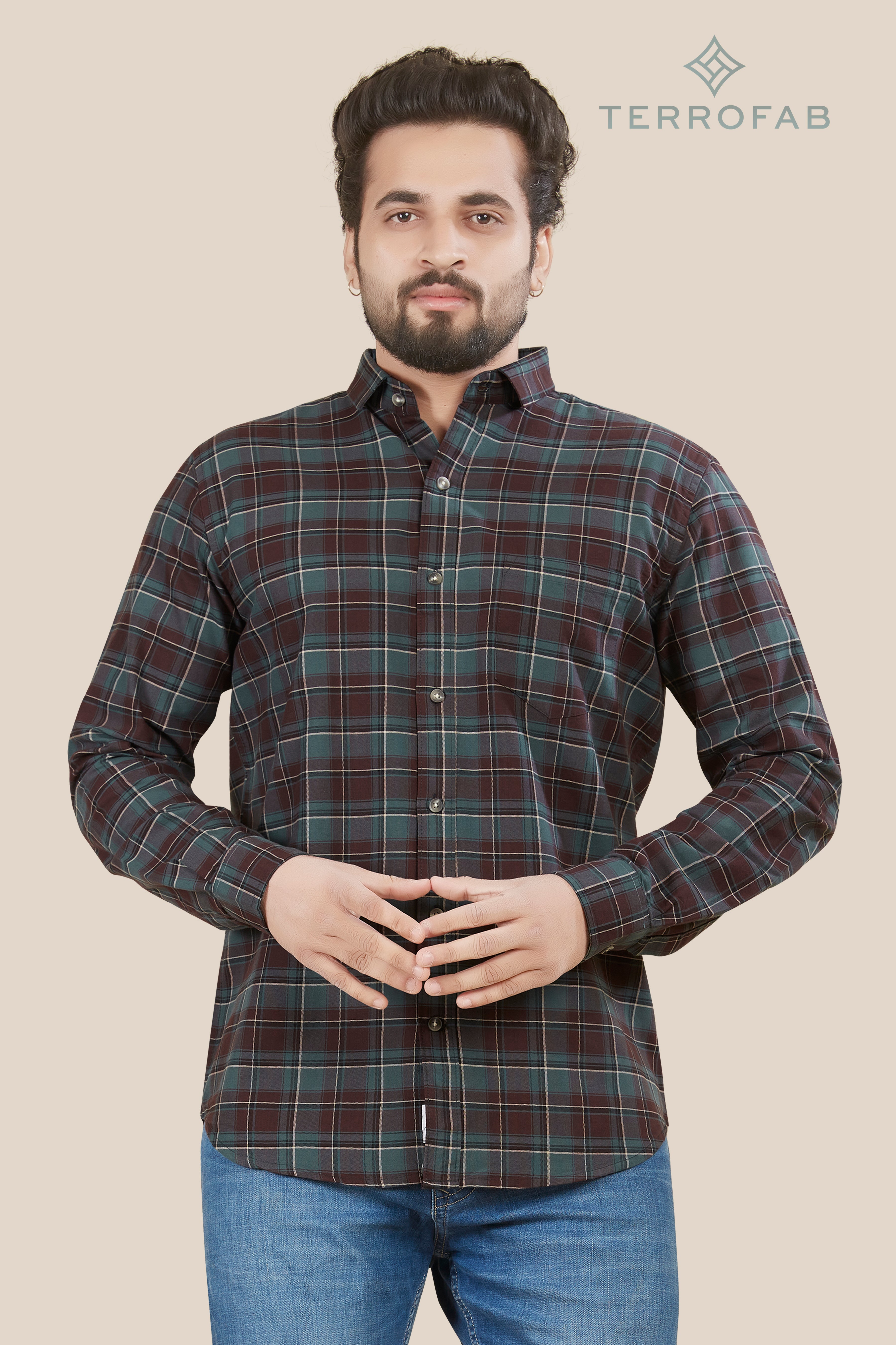 Men’s Deep Emerald & Mahogany Tartan Shirt