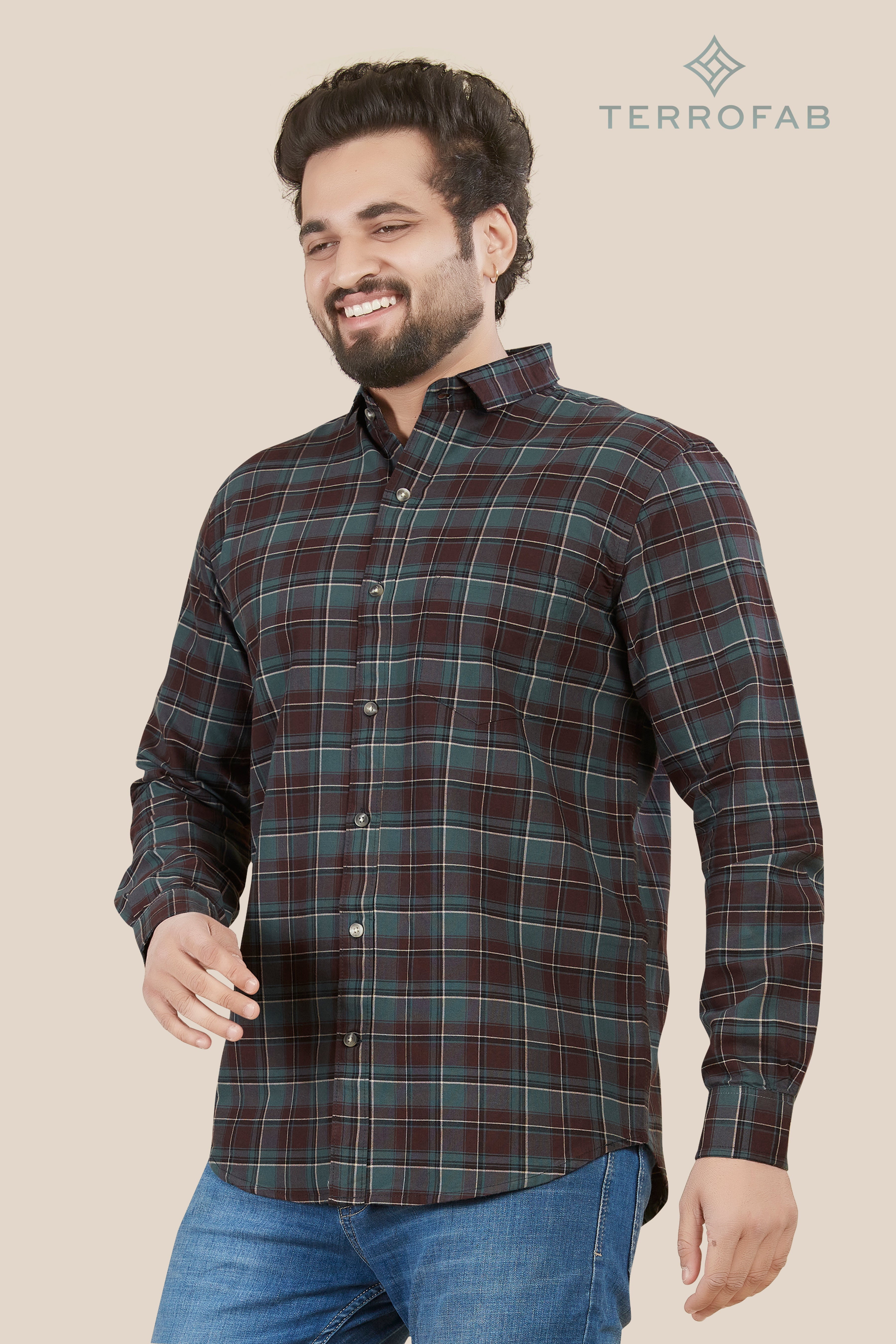 Men’s Deep Emerald & Mahogany Tartan Shirt