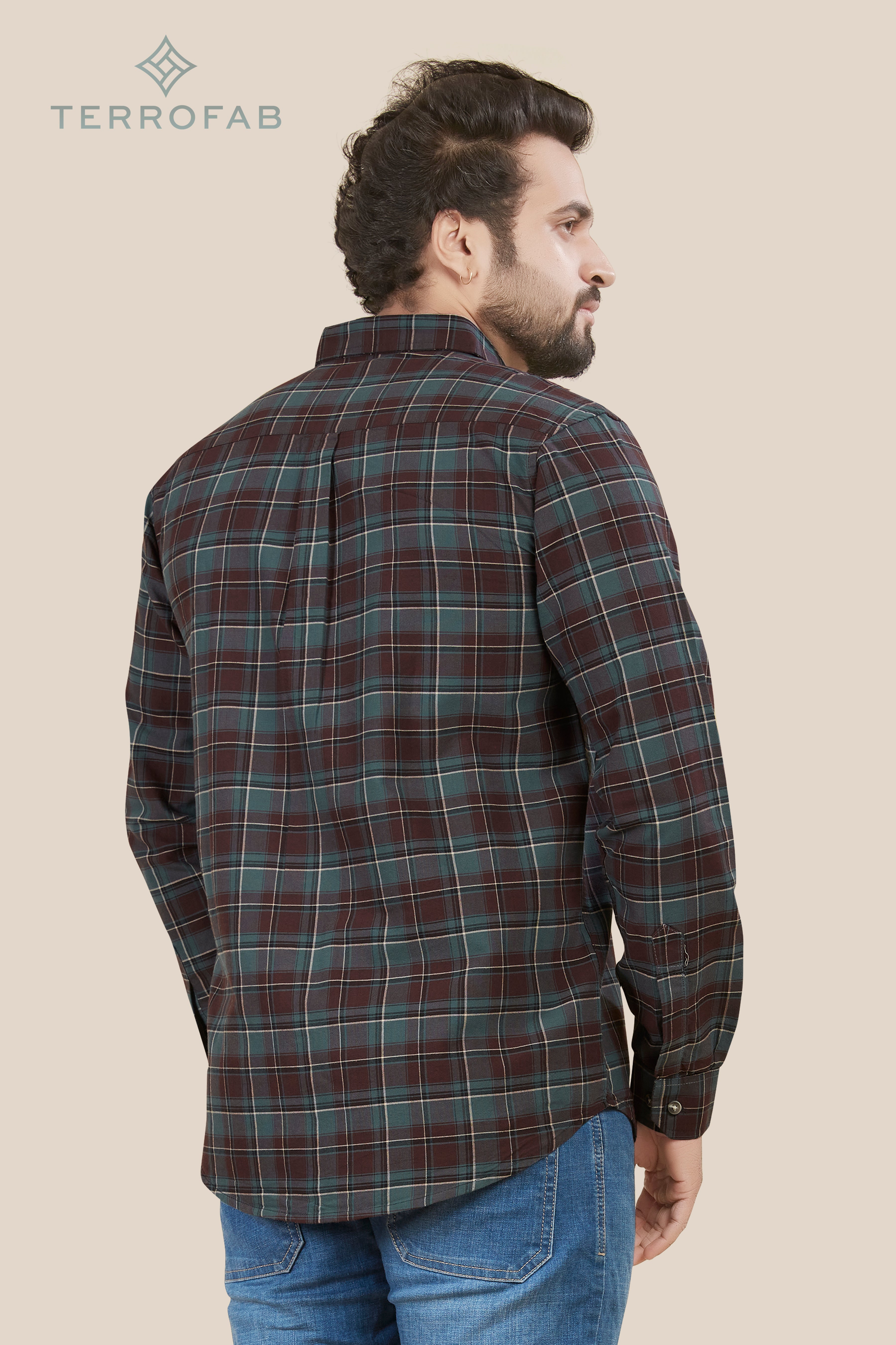 Men’s Deep Emerald & Mahogany Tartan Shirt