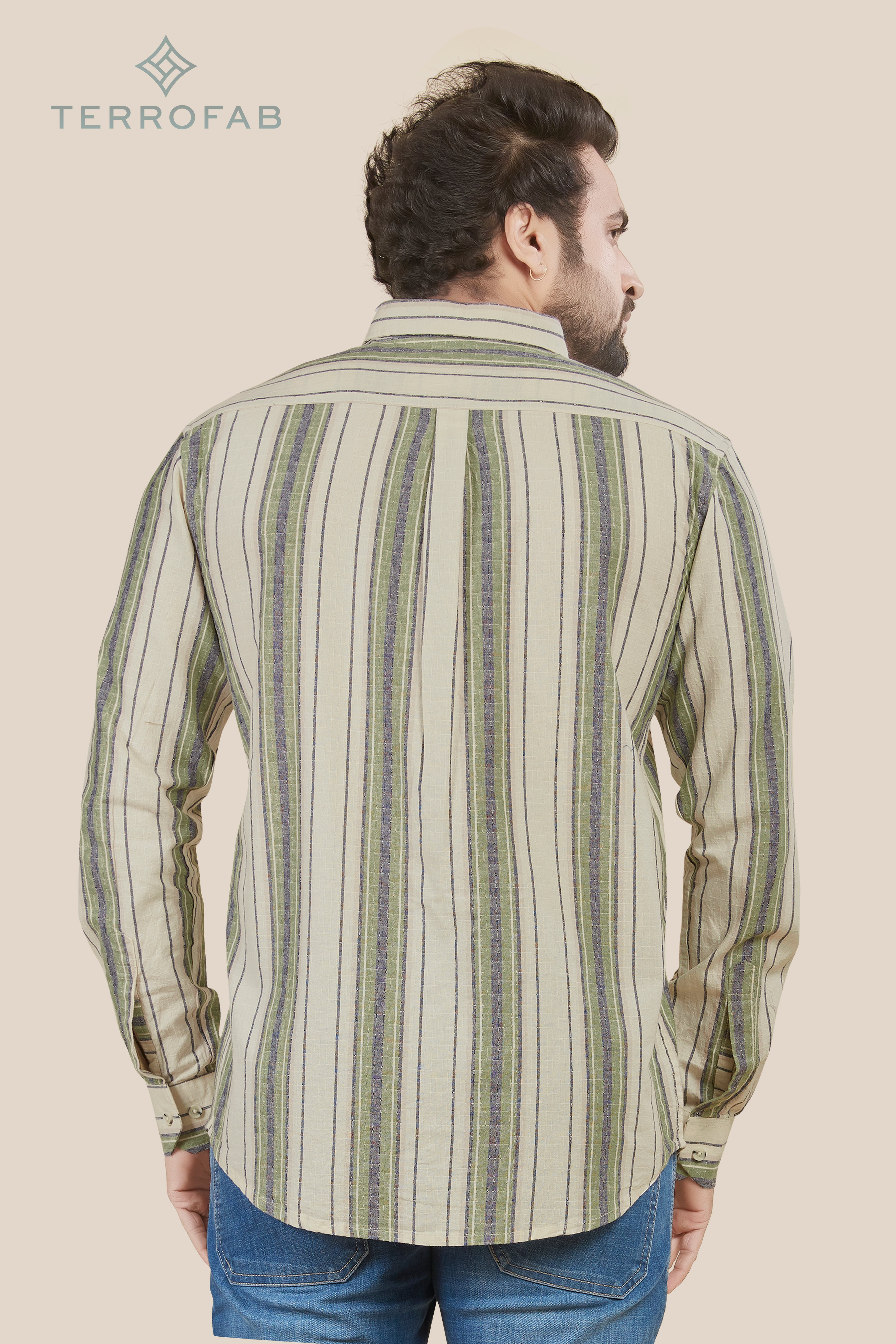 Men’s Sandstone Vintage-Stripe Textured Shirt