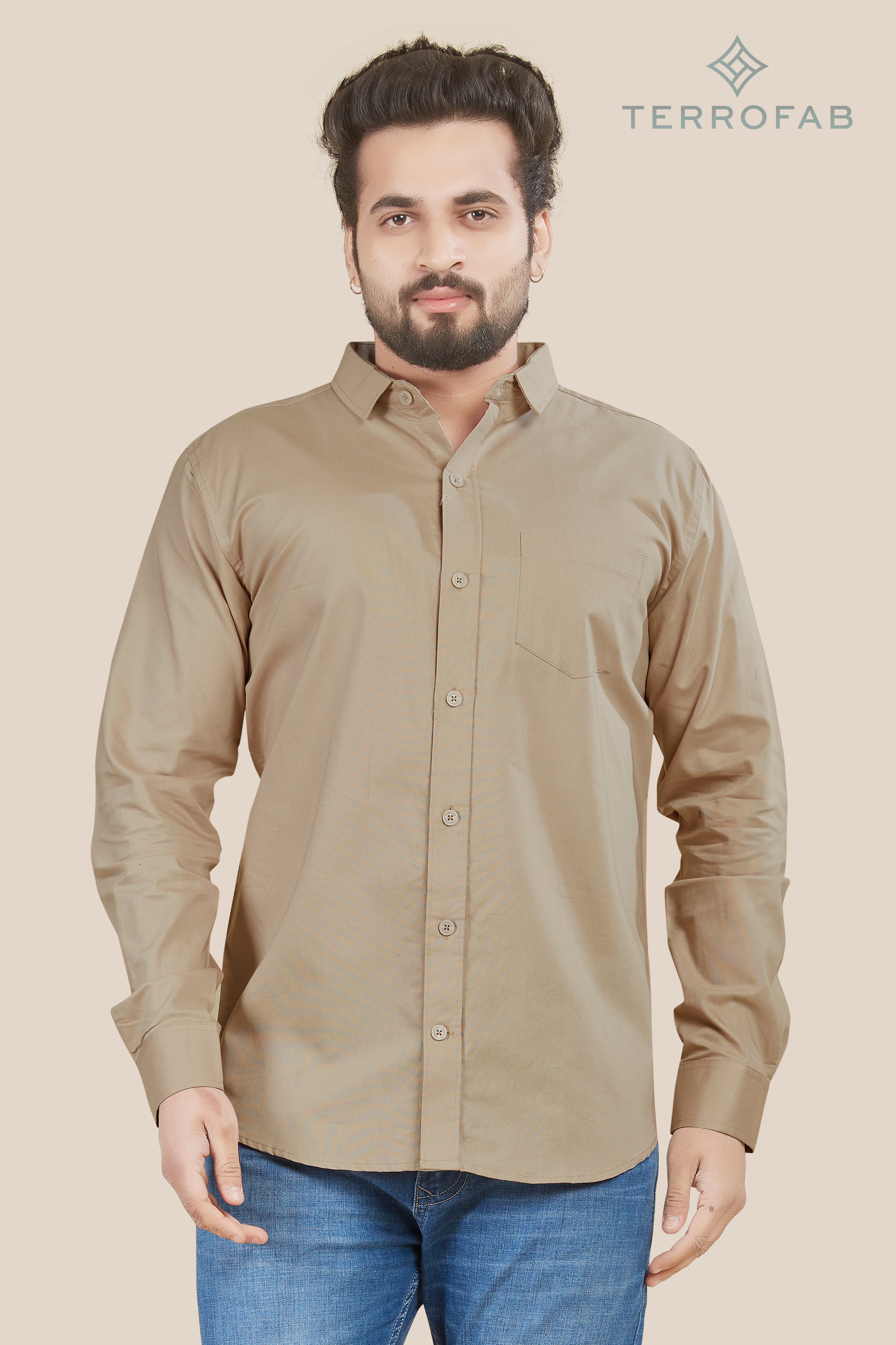 Men’s Warm Taupe Essential Luxury Cotton Shirt