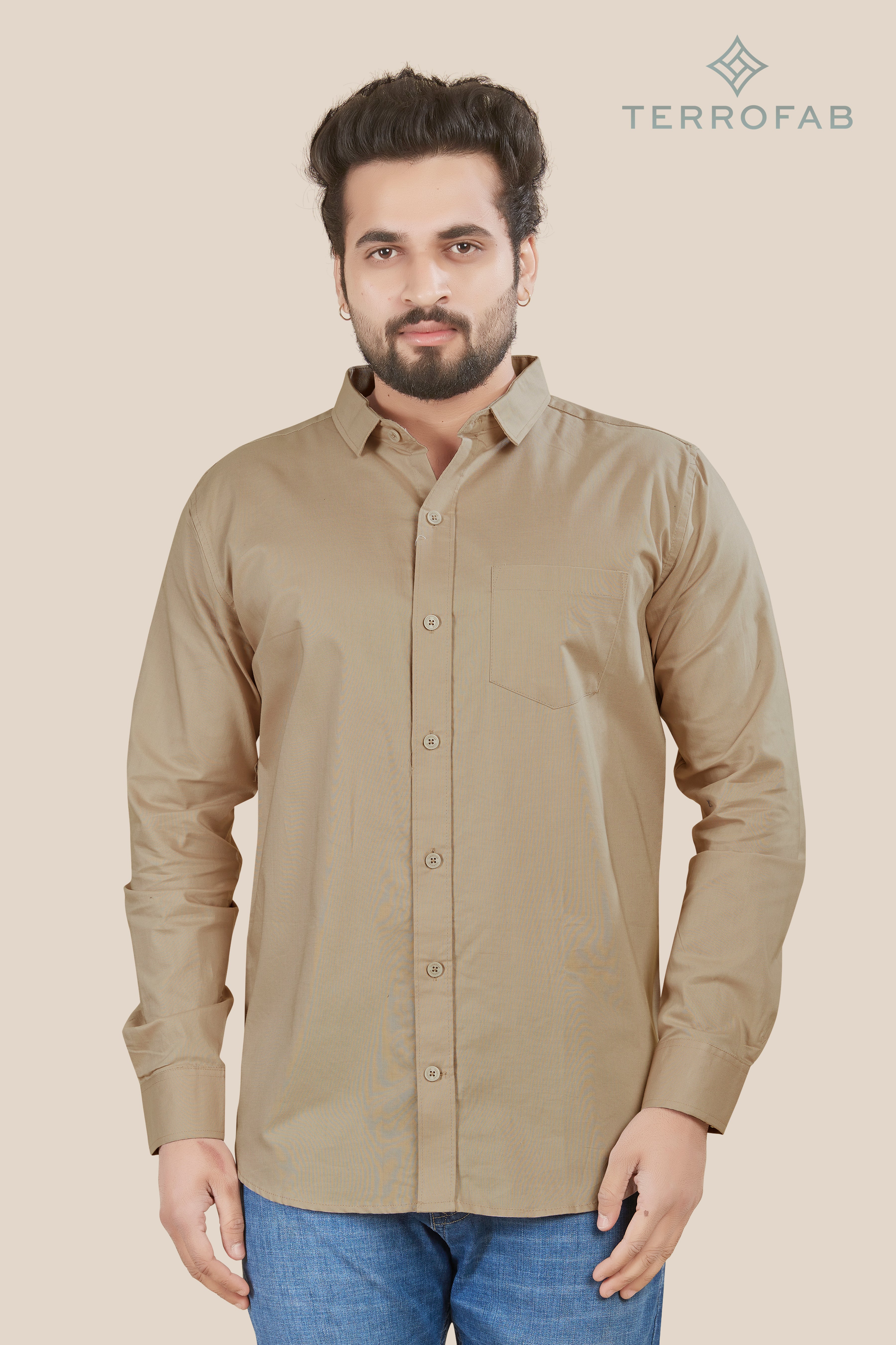Men’s Warm Taupe Essential Luxury Cotton Shirt