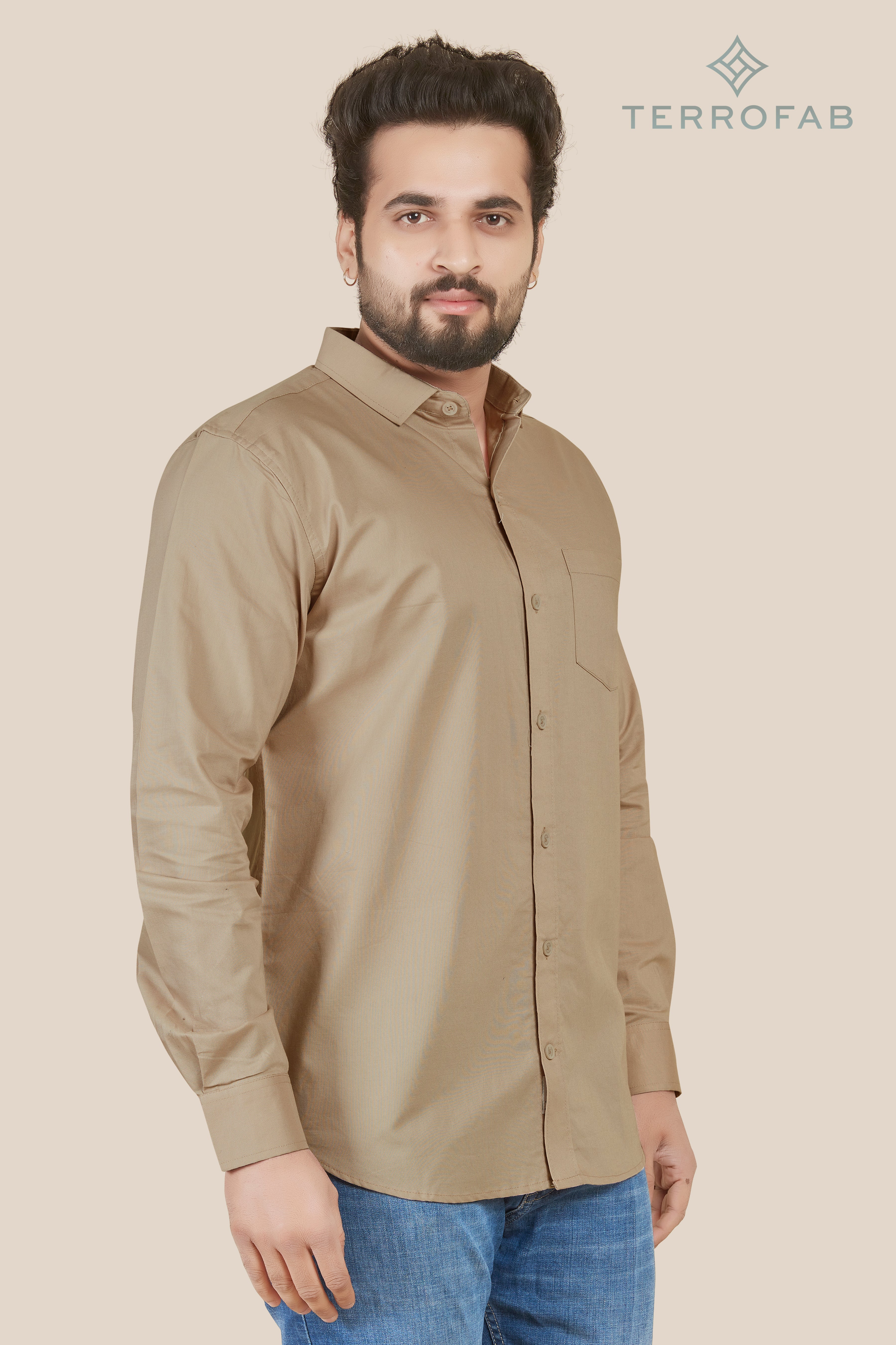 Men’s Warm Taupe Essential Luxury Cotton Shirt