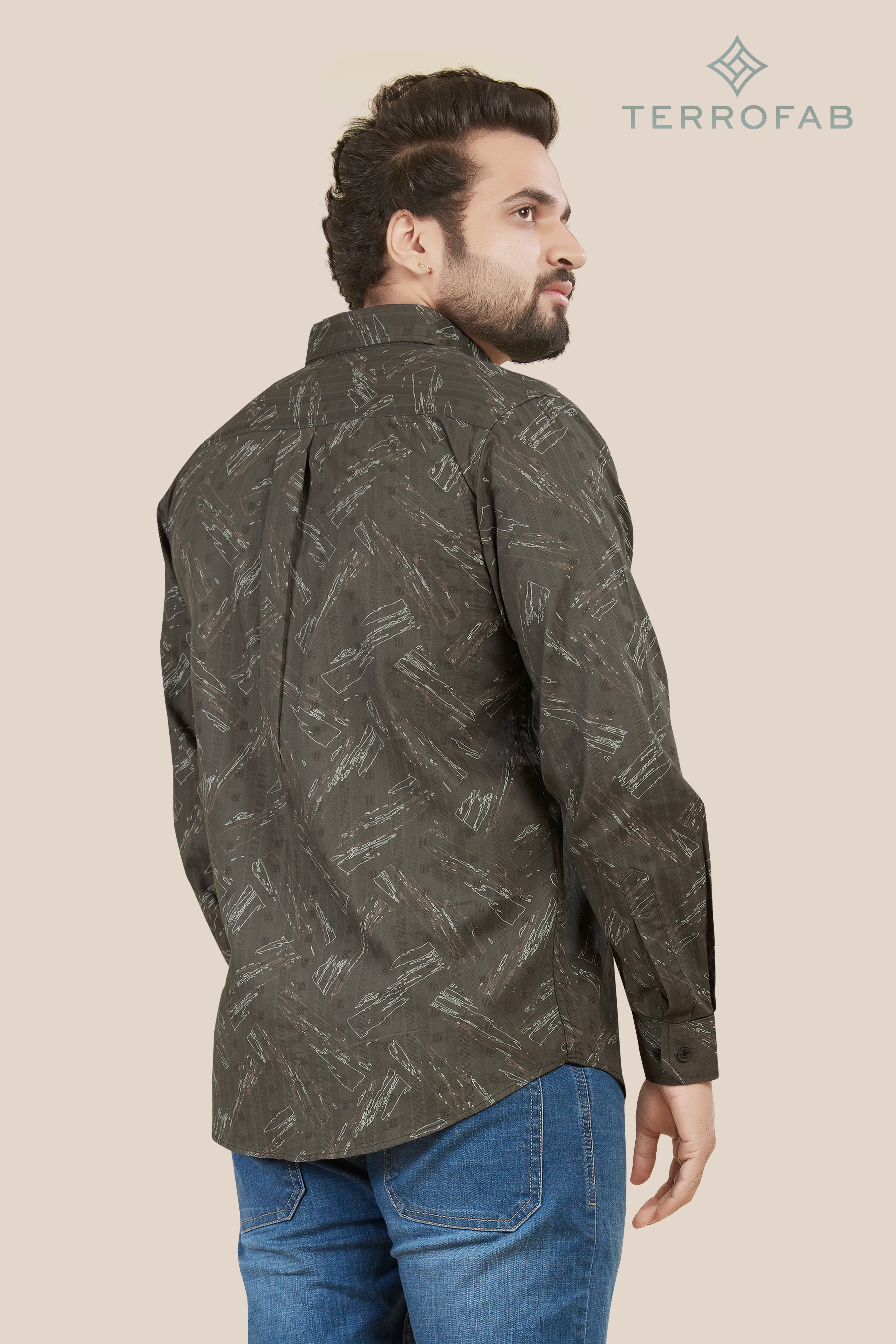 Men’s Charcoal Grey Abstract Sketch Print Shirt