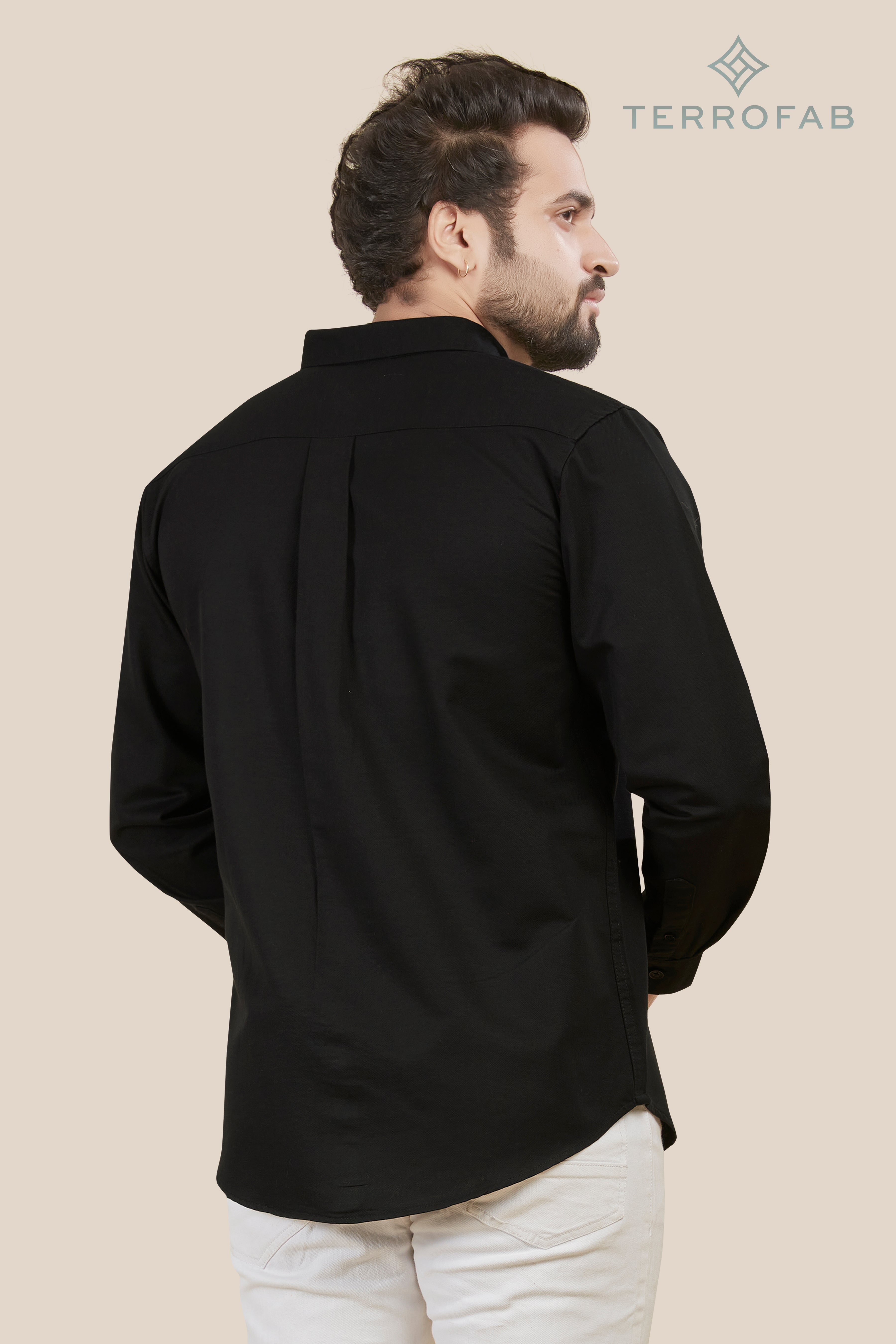 Men’s Midnight Black Solid Luxury Cotton Shirt