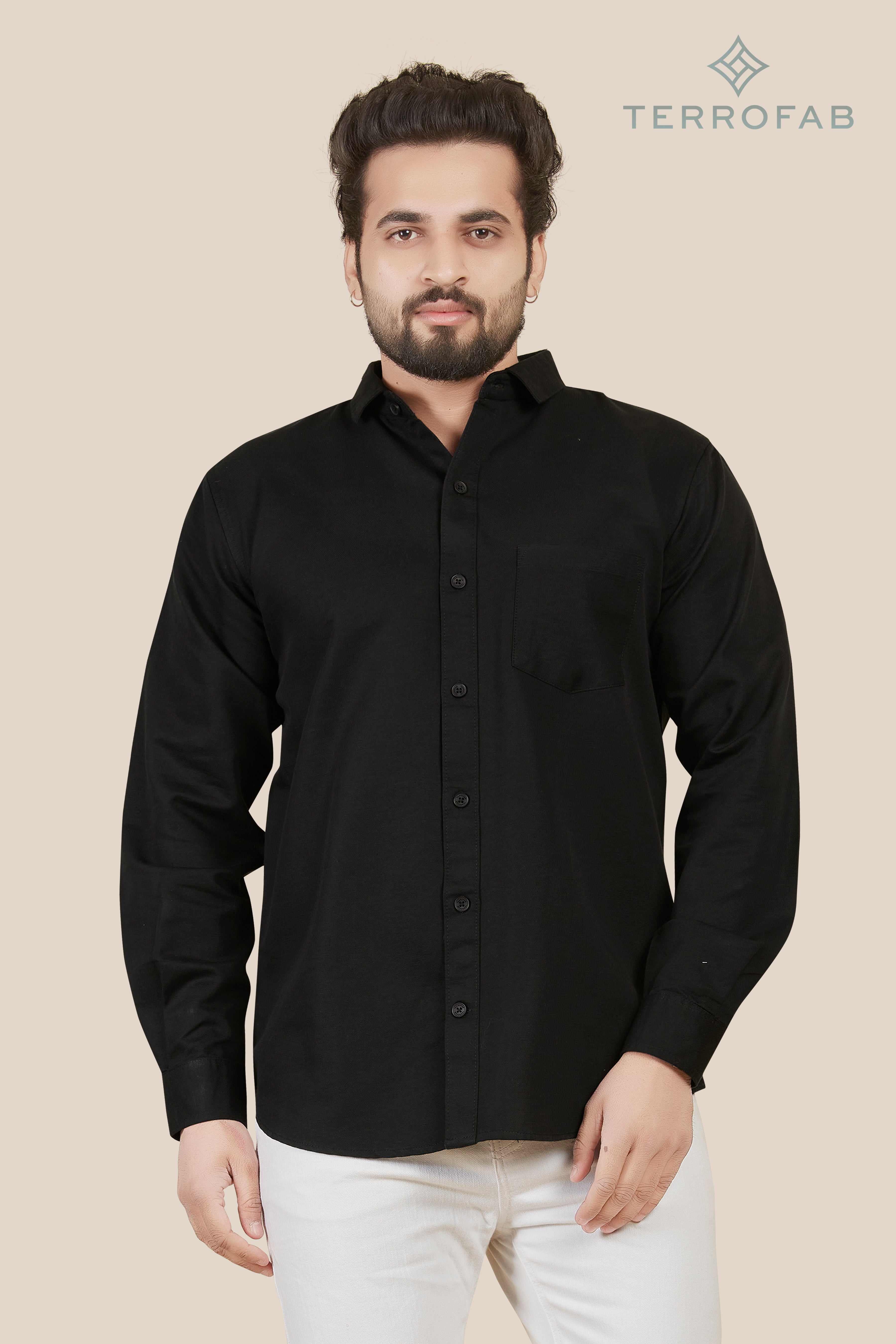 Men’s Midnight Black Solid Luxury Cotton Shirt