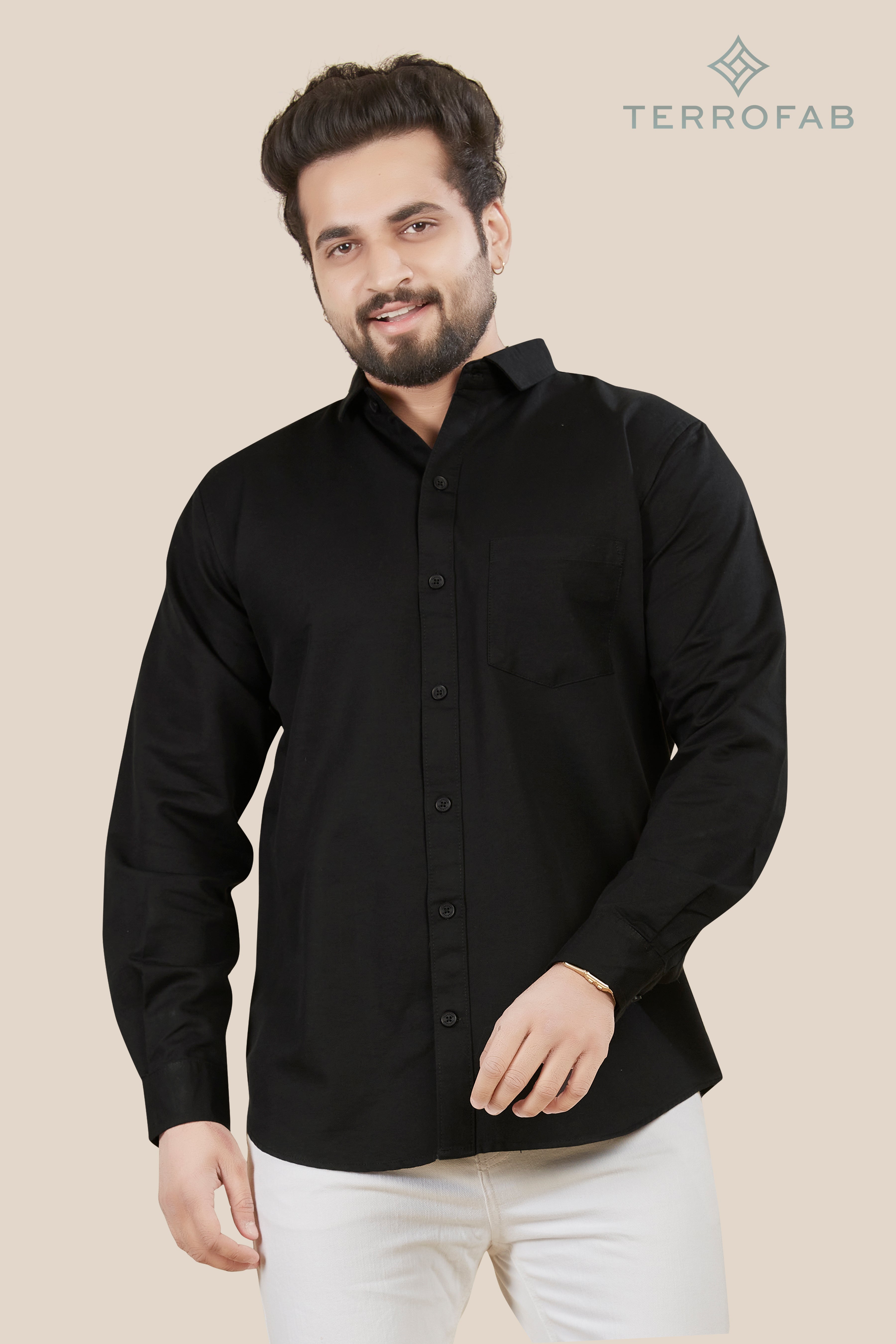 Men’s Midnight Black Solid Luxury Cotton Shirt