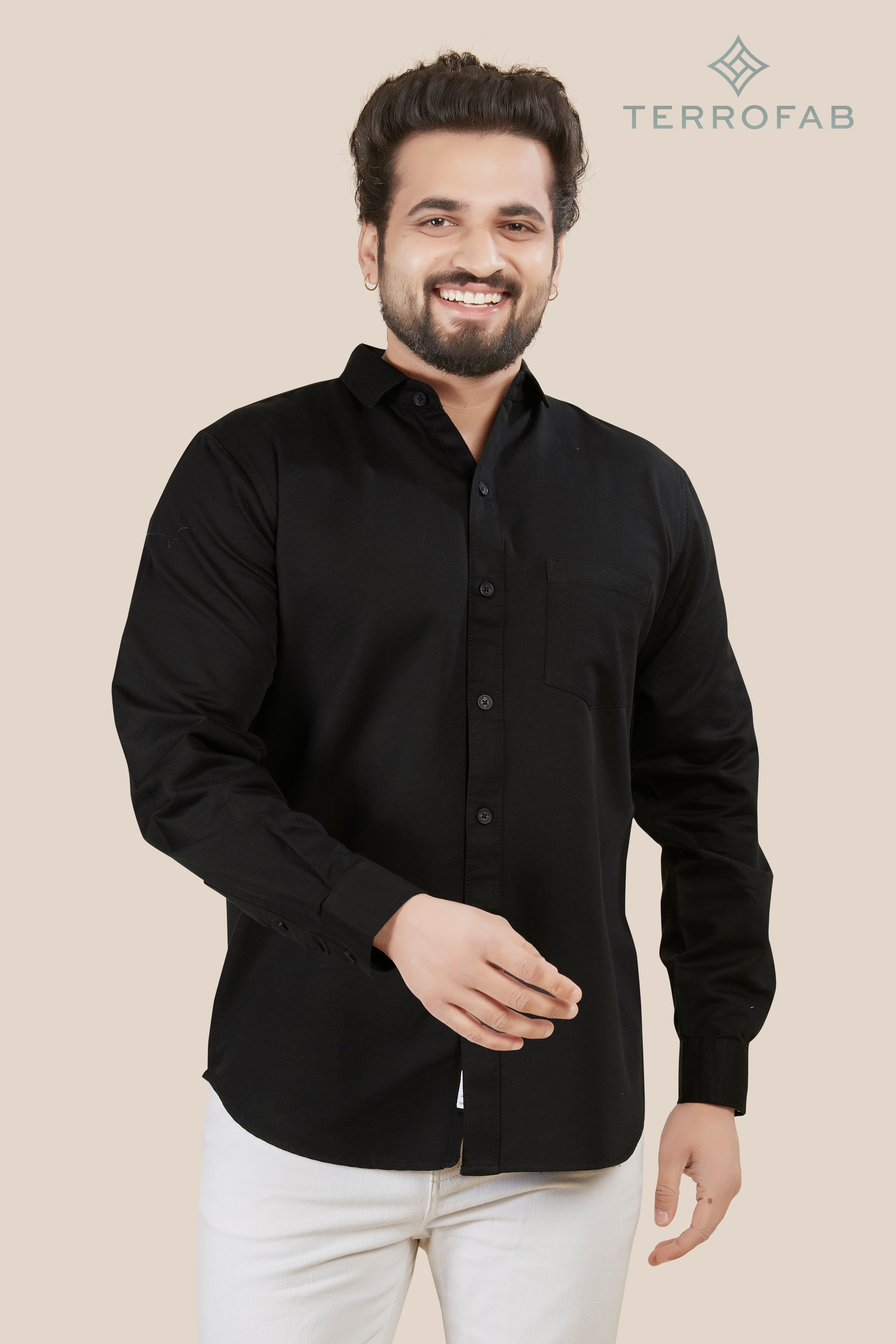 Men’s Midnight Black Solid Luxury Cotton Shirt