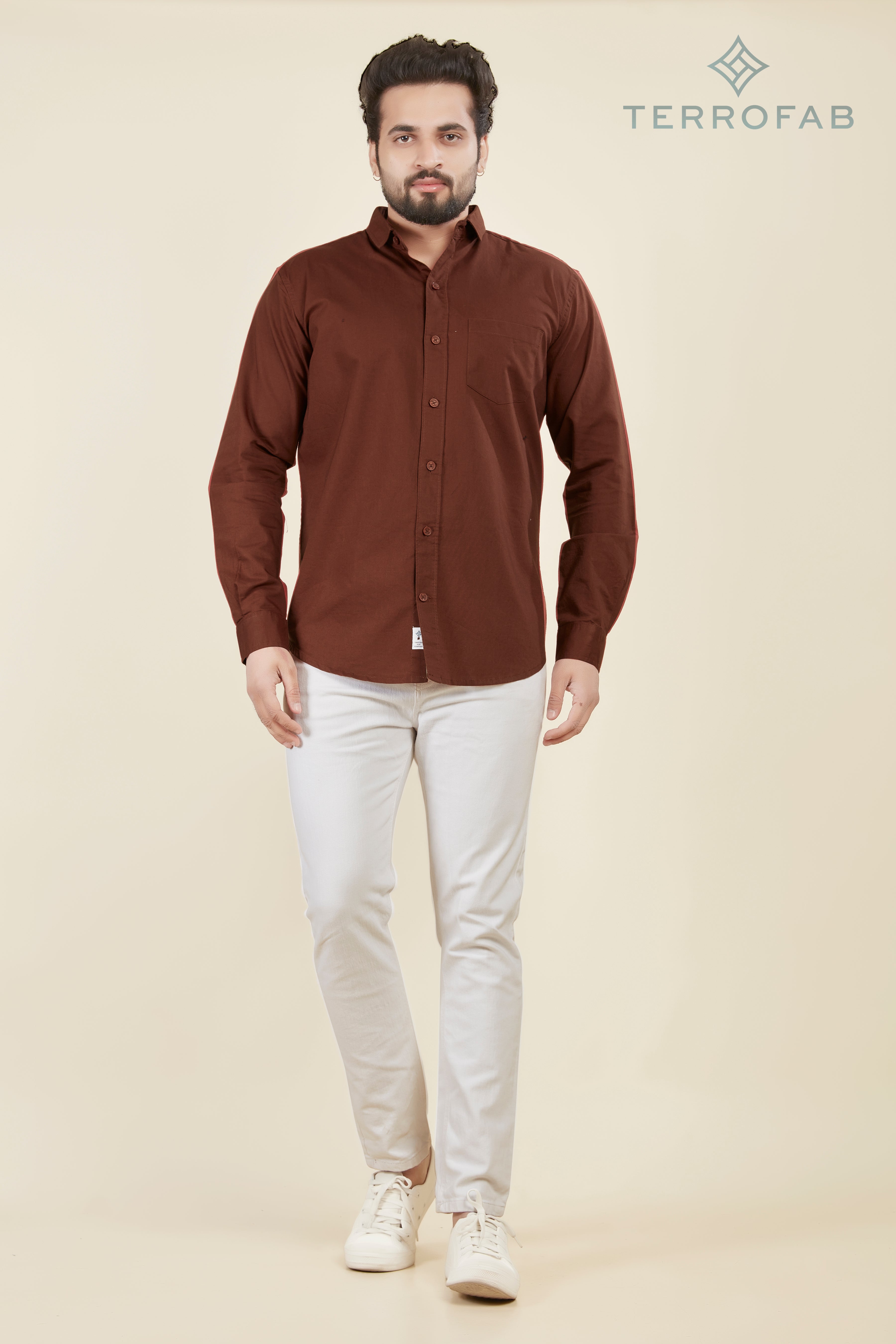 Men’s Roasted Coffee Solid Premium Cotton Shirt