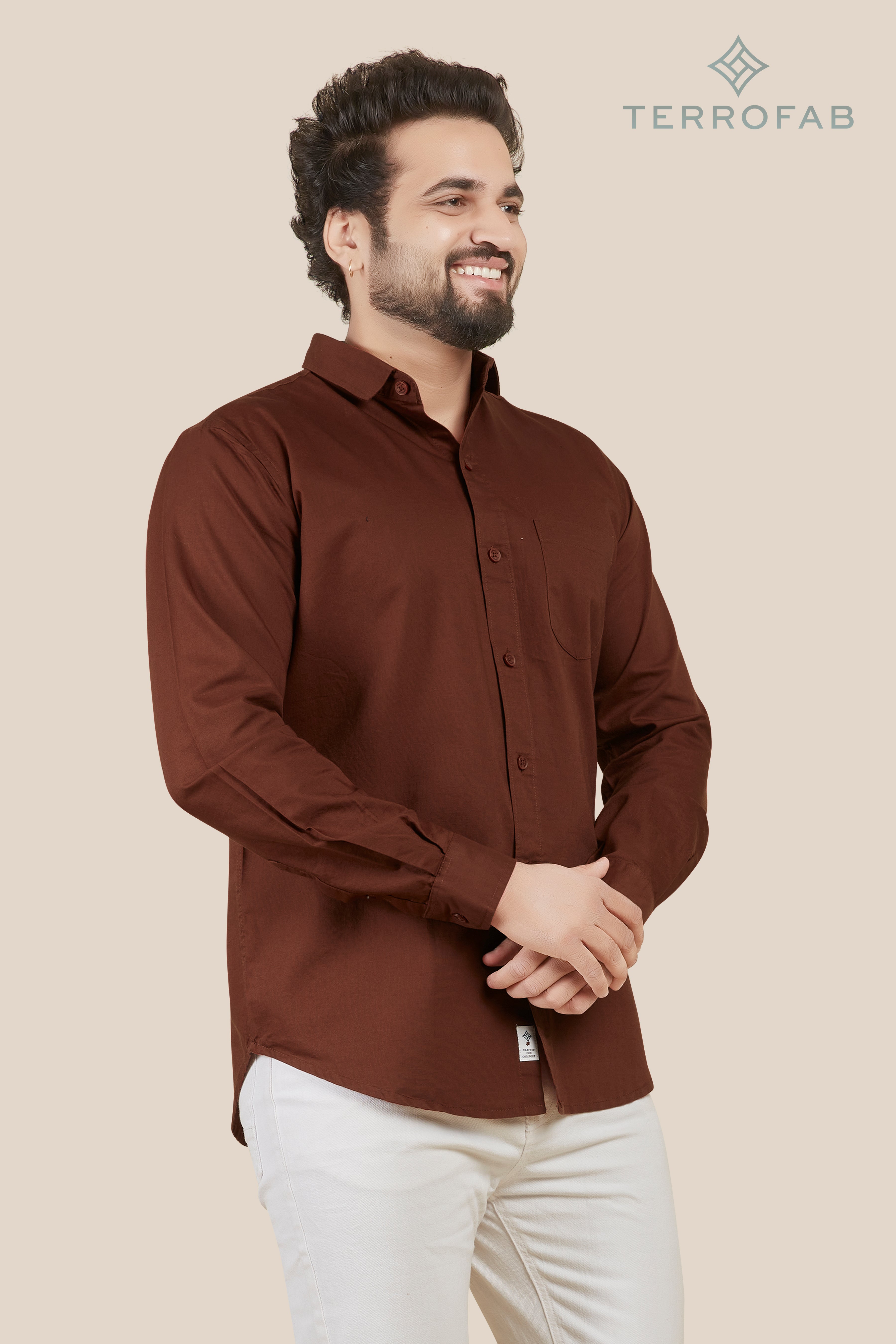 Men’s Roasted Coffee Solid Premium Cotton Shirt