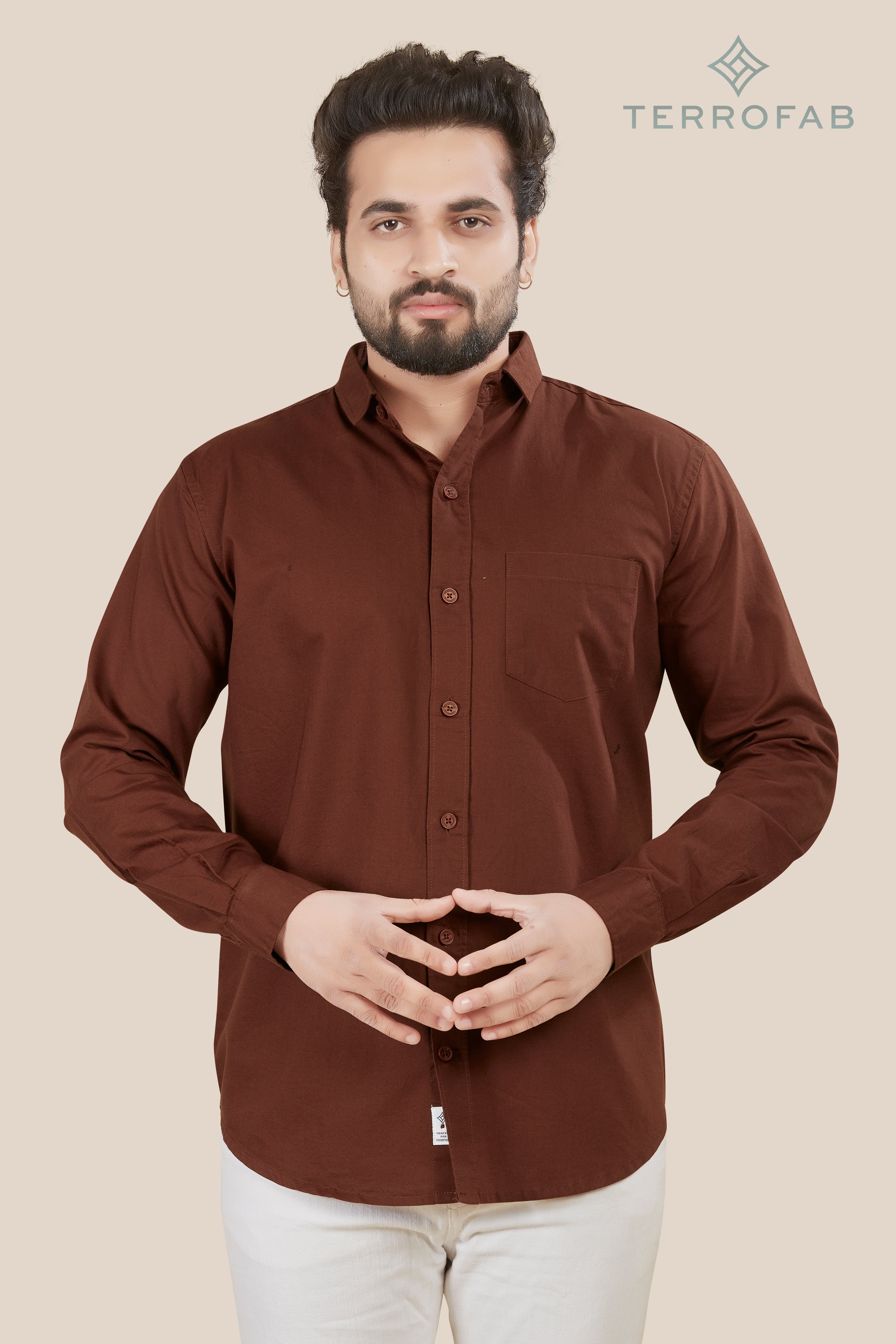 Men’s Roasted Coffee Solid Premium Cotton Shirt