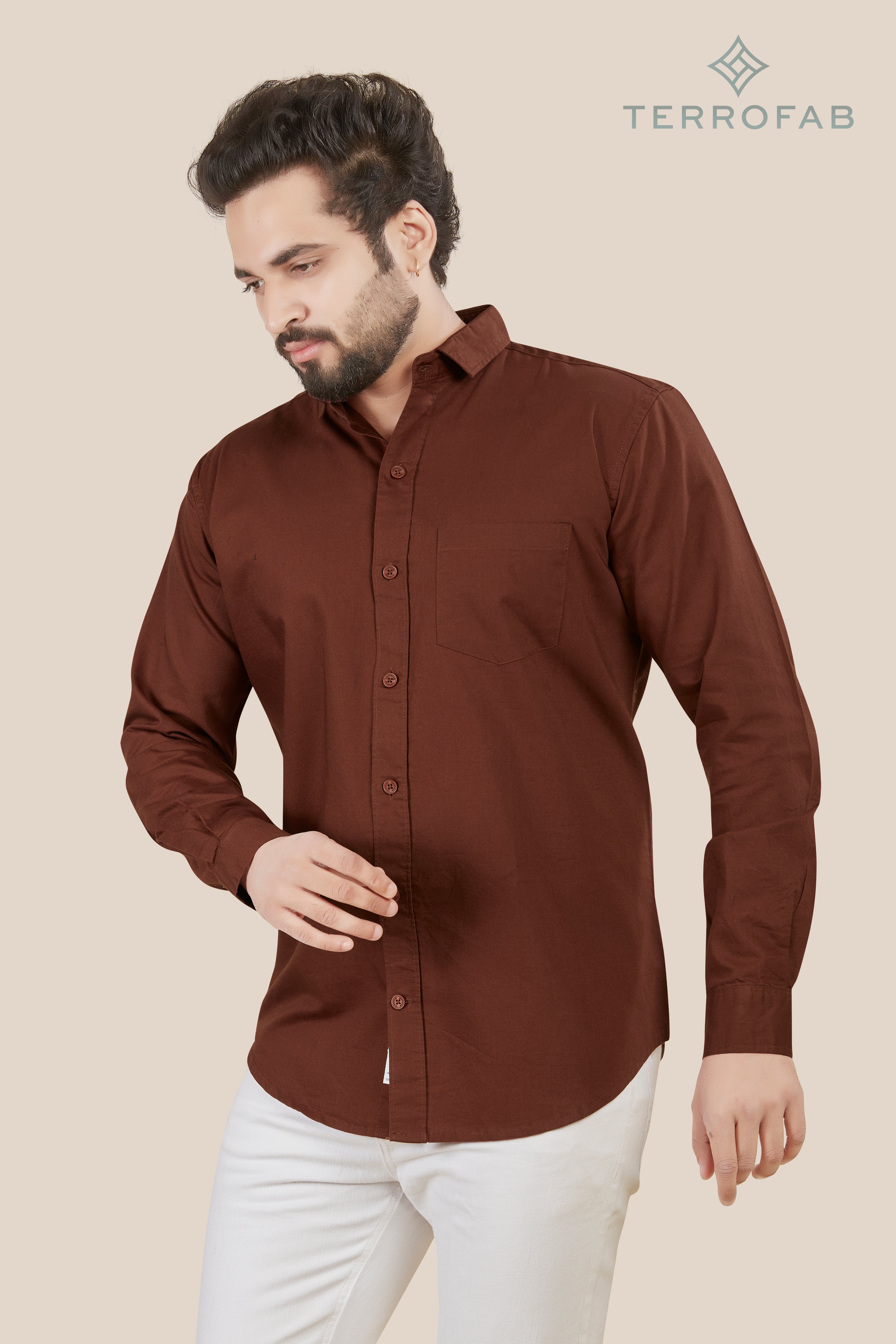 Men’s Roasted Coffee Solid Premium Cotton Shirt
