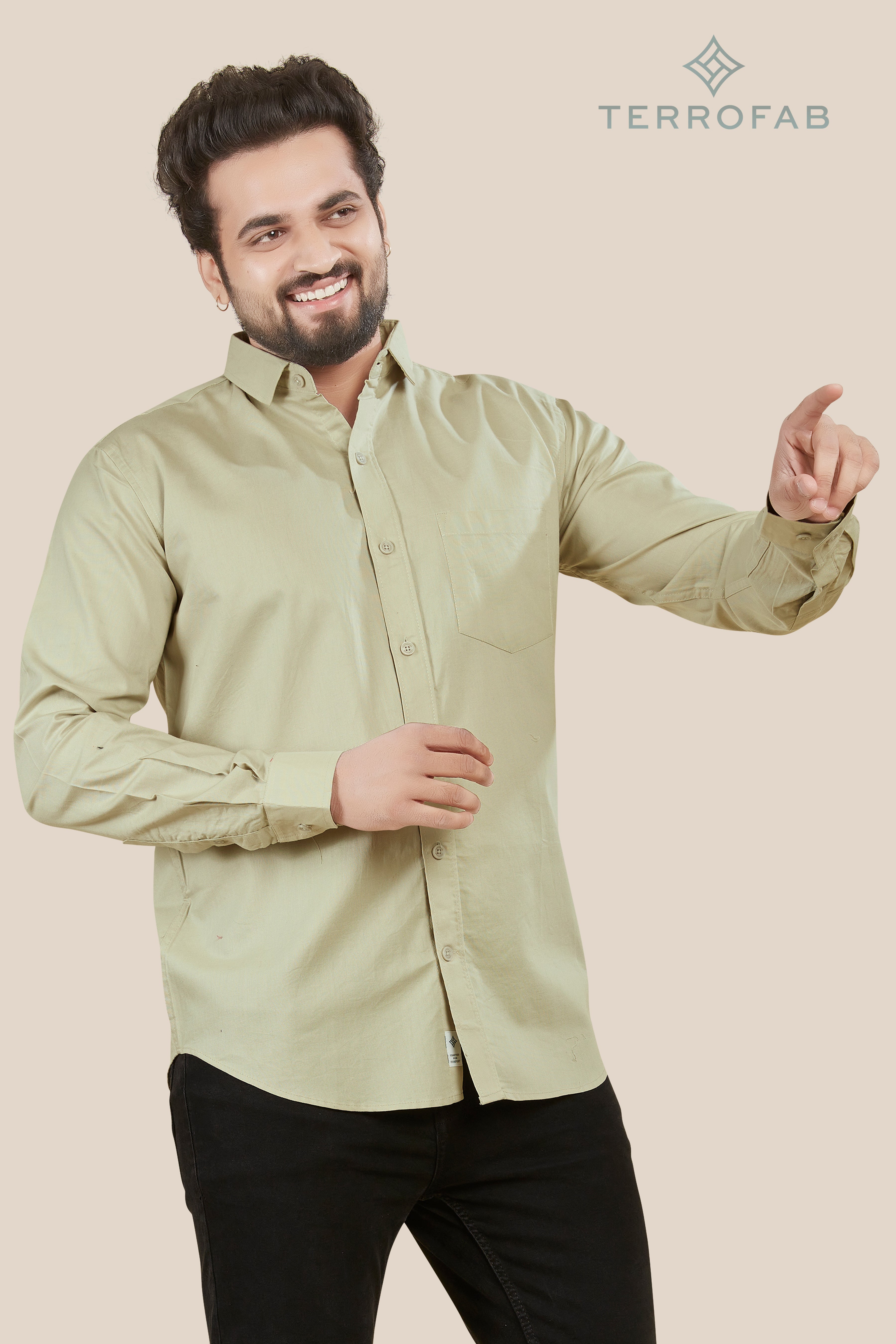 Men’s Pistachio Green Smooth Cotton Shirt