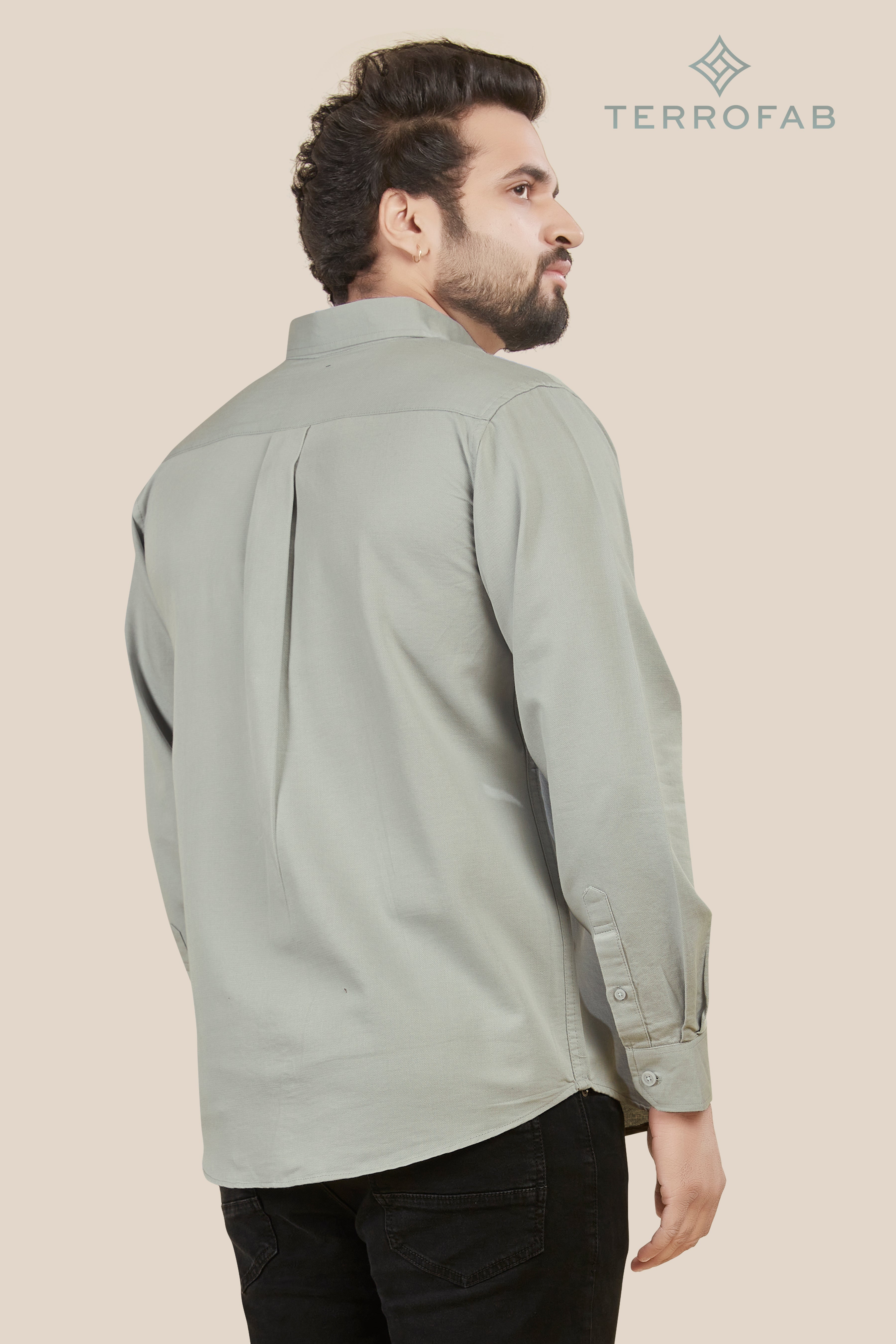 Men’s Grey Micro-Dobby Premium Cotton Shirt