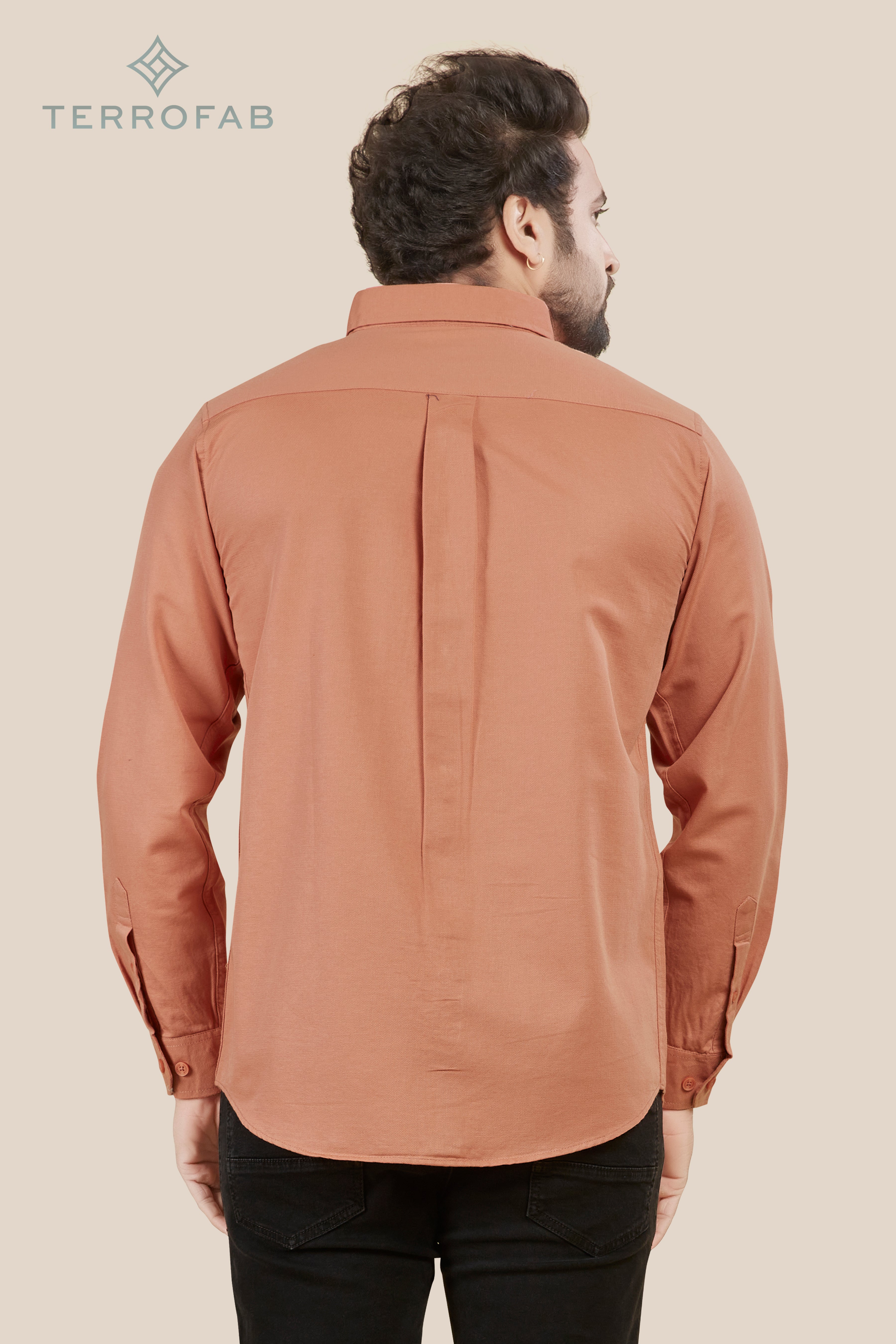 Men’s Terracotta Dust Solid Textured Shirt