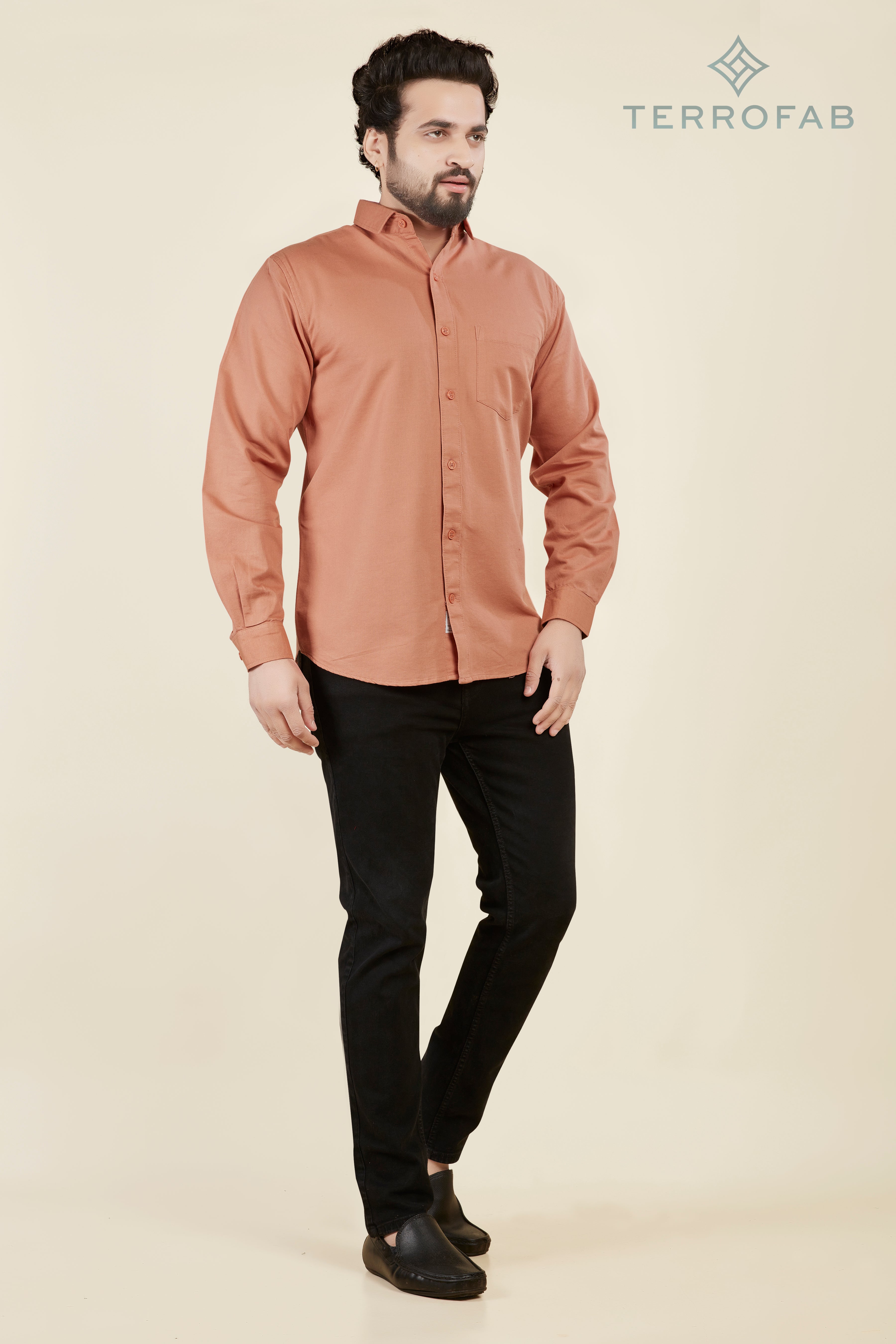 Men’s Terracotta Dust Solid Textured Shirt