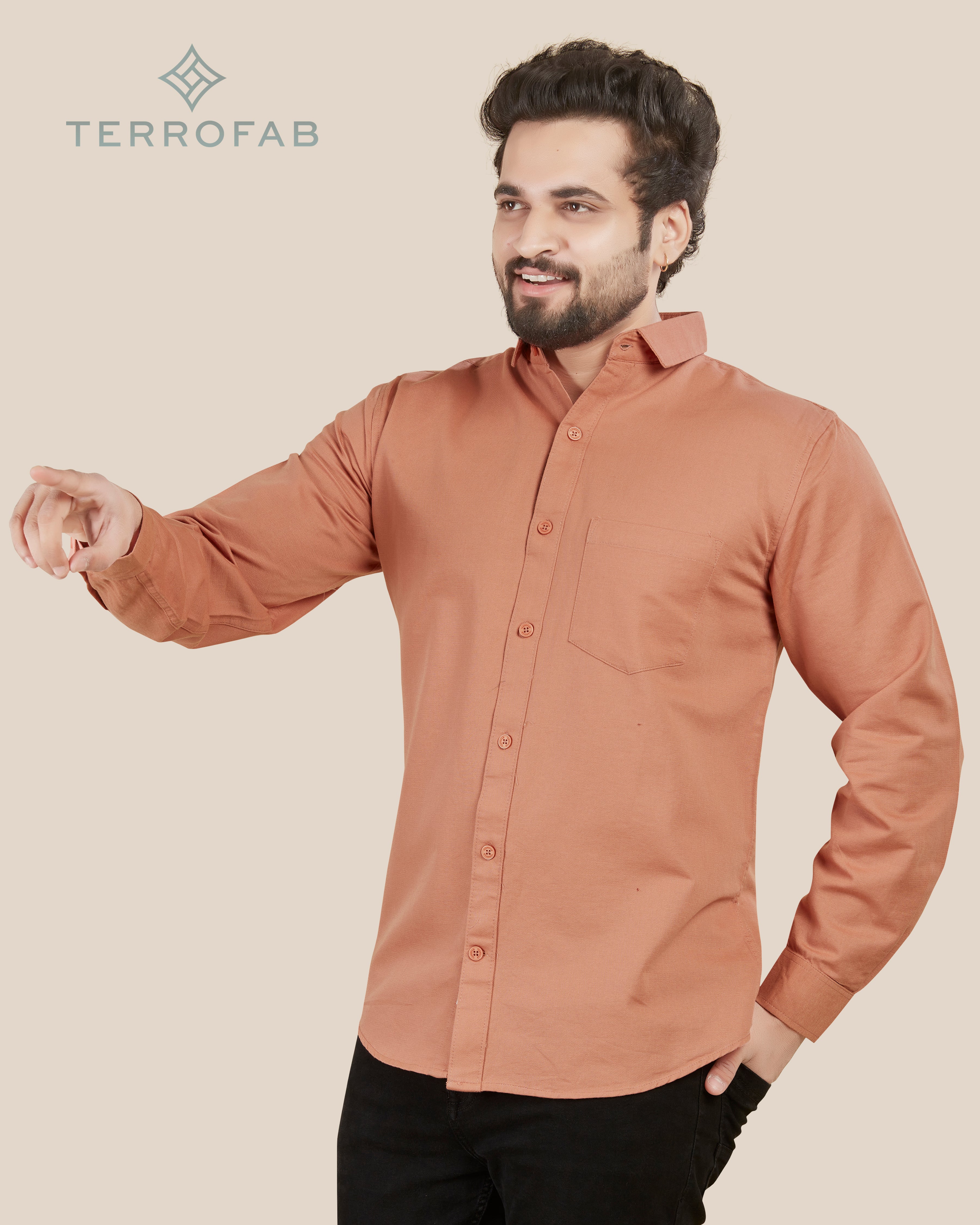 Men’s Terracotta Dust Solid Textured Shirt