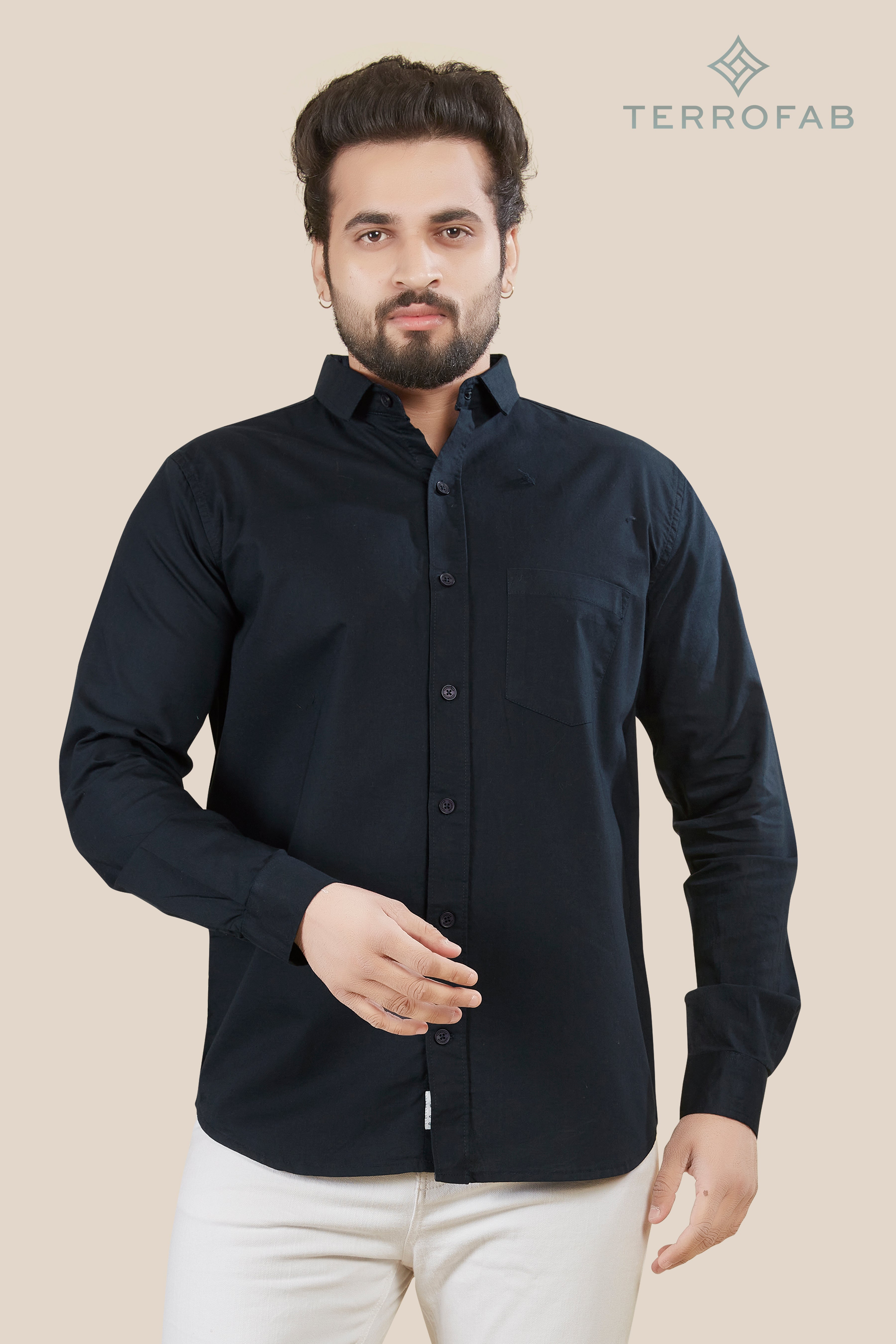 Men’s Deep Navy Blue Fine-Cotton Shirt